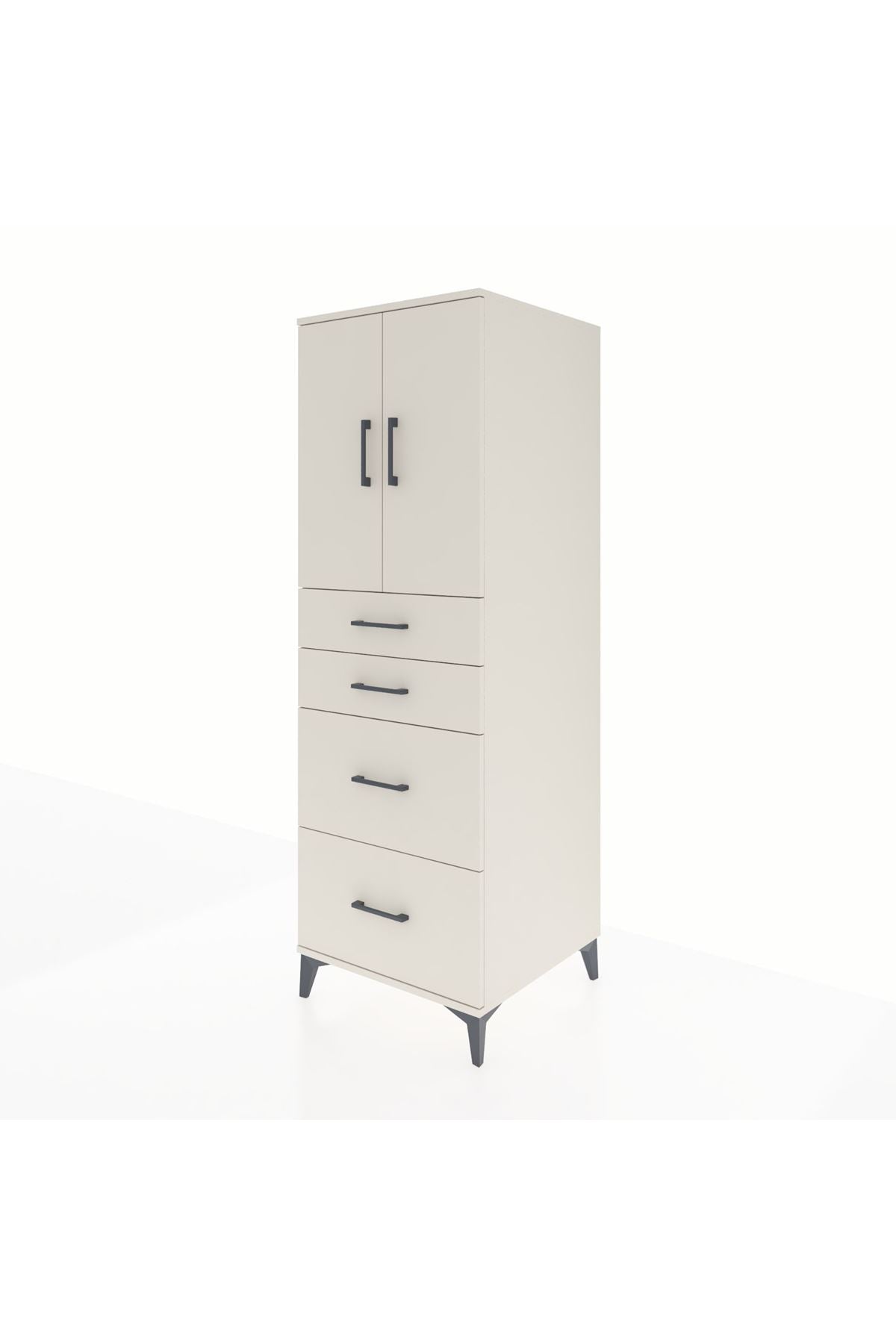 Kronos Dolap Tek Raflı 4 Çekmeceli 2 Kapaklı 60x59x182 - S89M019V1C