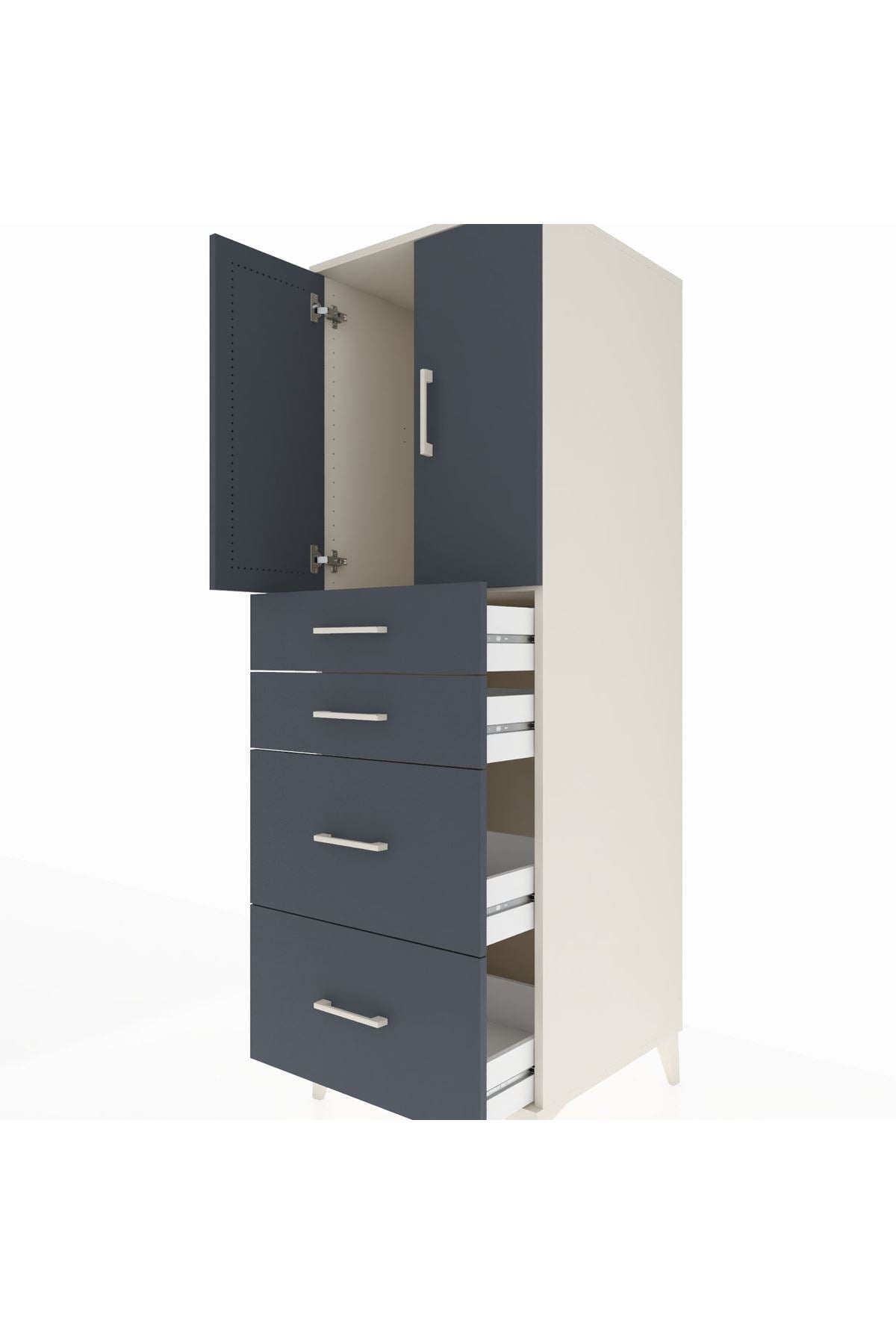 Kronos Dolap Tek Raflı 4 Çekmeceli 2 Kapaklı 60x59x182 - S89M019V2C