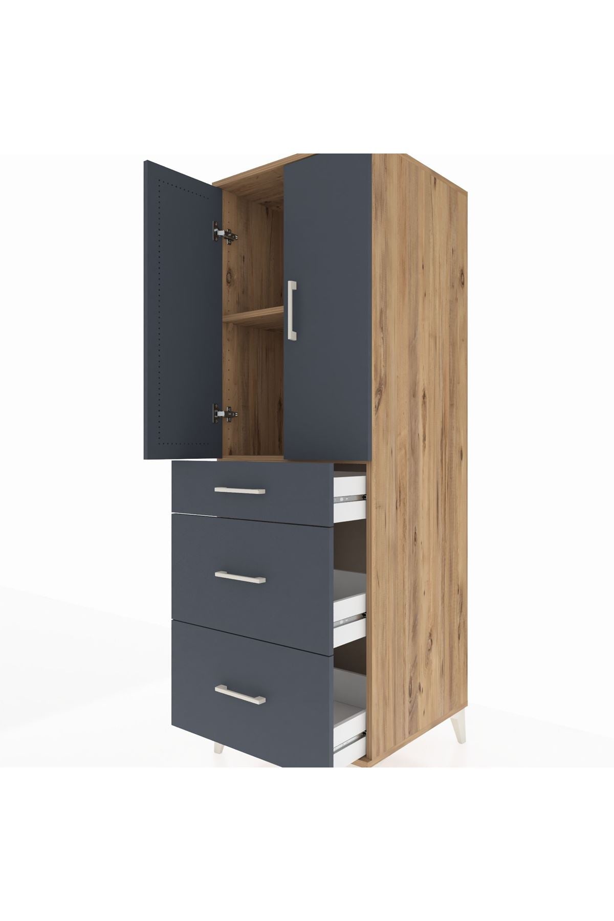 Kronos Dolap 2 Raflı 3 Çekmeceli 2 Kapaklı 60x59x182 - S89M020V8C
