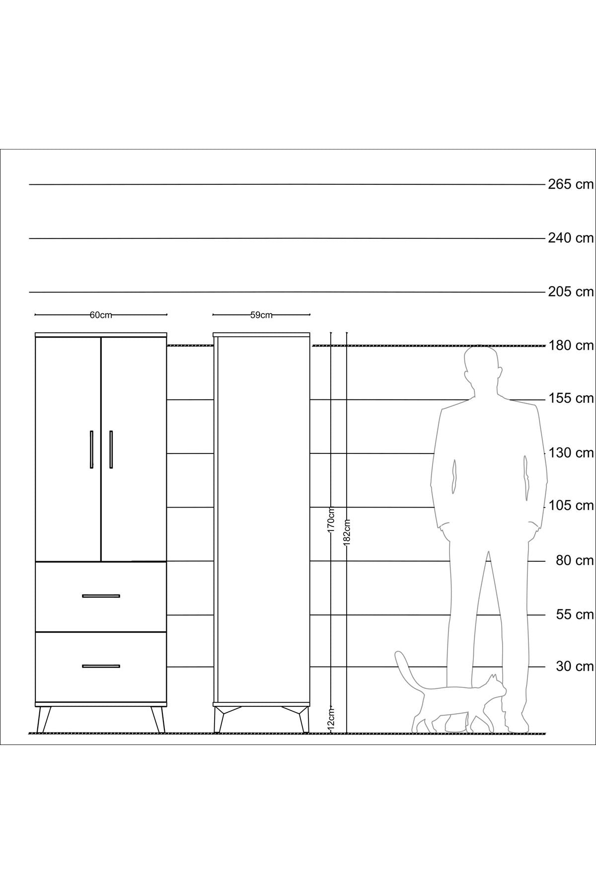 Kronos Dolap 3 Raflı 2 Çekmeceli 2 Kapaklı 60x59x182 - S89M021V8C