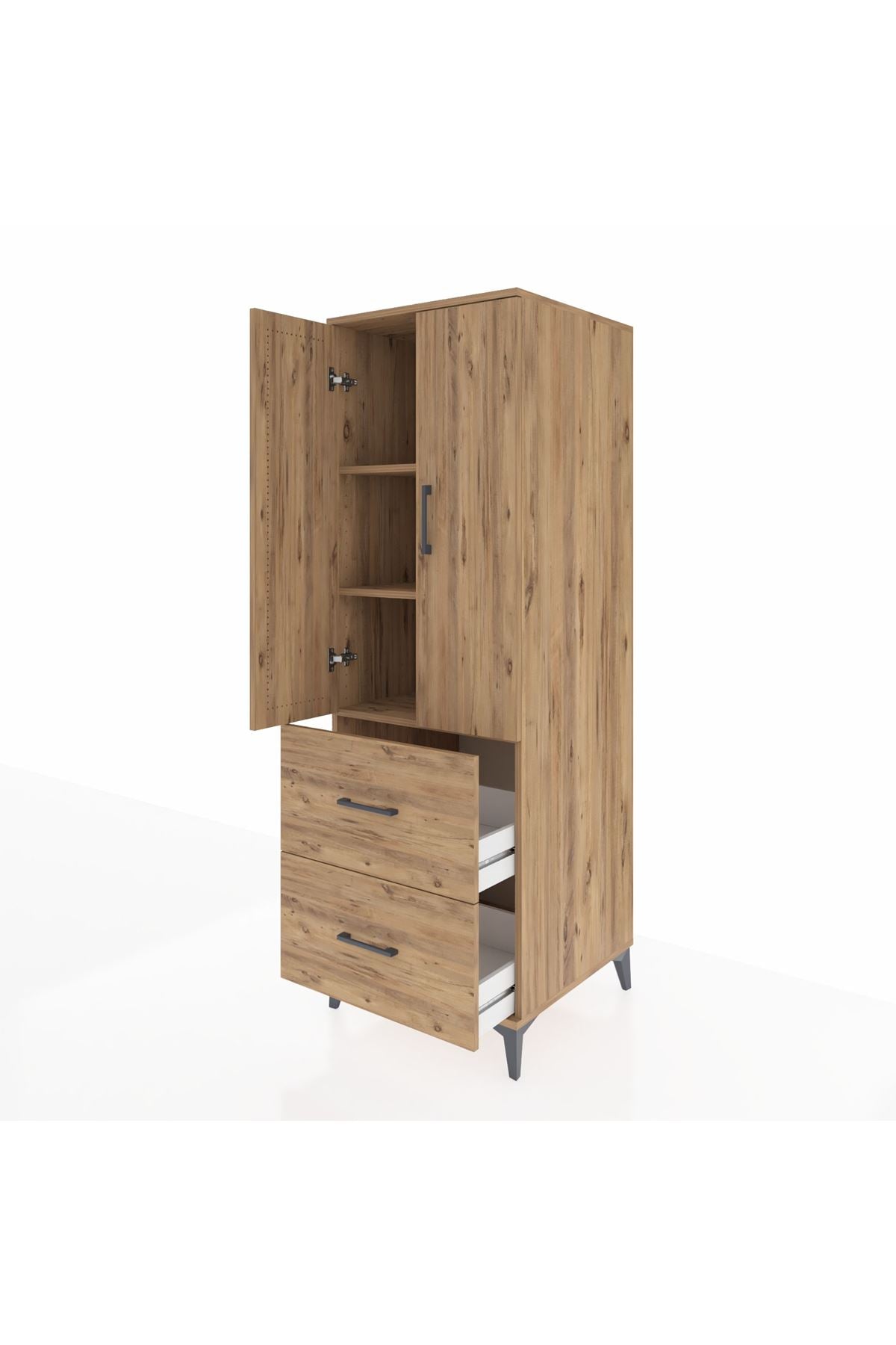 Kronos Dolap 3 Raflı 2 Çekmeceli 2 Kapaklı 60x59x182 - S89M021V9C