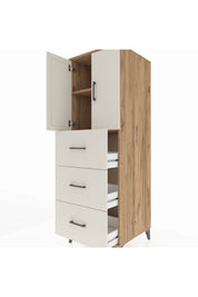 Kronos Dolap 2 Raflı 3 Çekmeceli 2 Kapaklı 60x59x182 - S89M024V7C
