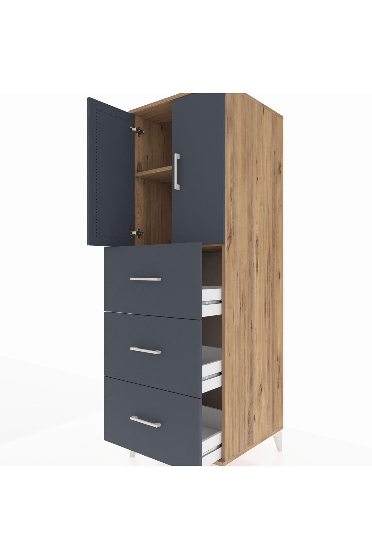 Kronos Dolap 2 Raflı 3 Çekmeceli 2 Kapaklı 60x59x182 - S89M024V8C