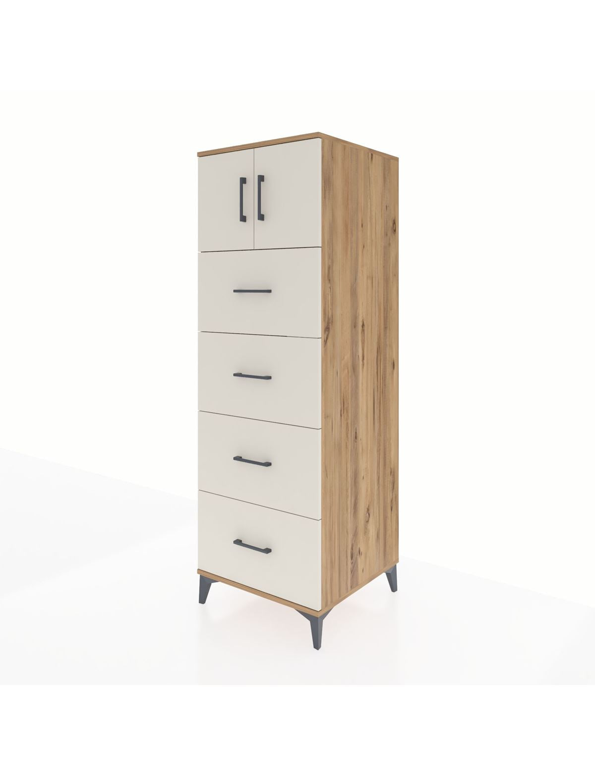 Kronos Dolap Tek Raflı 4 Çekmeceli 2 Kapaklı 60x59x182 - S89M025V7C