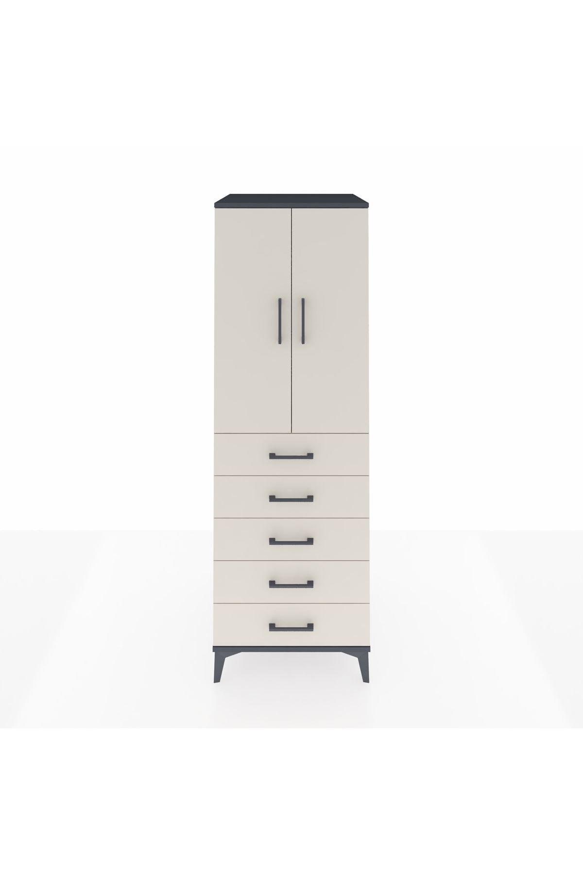 Kronos Dolap Tek Raflı 5 Çekmeceli Tek Askılı 60x59x182 - S89M026V4C