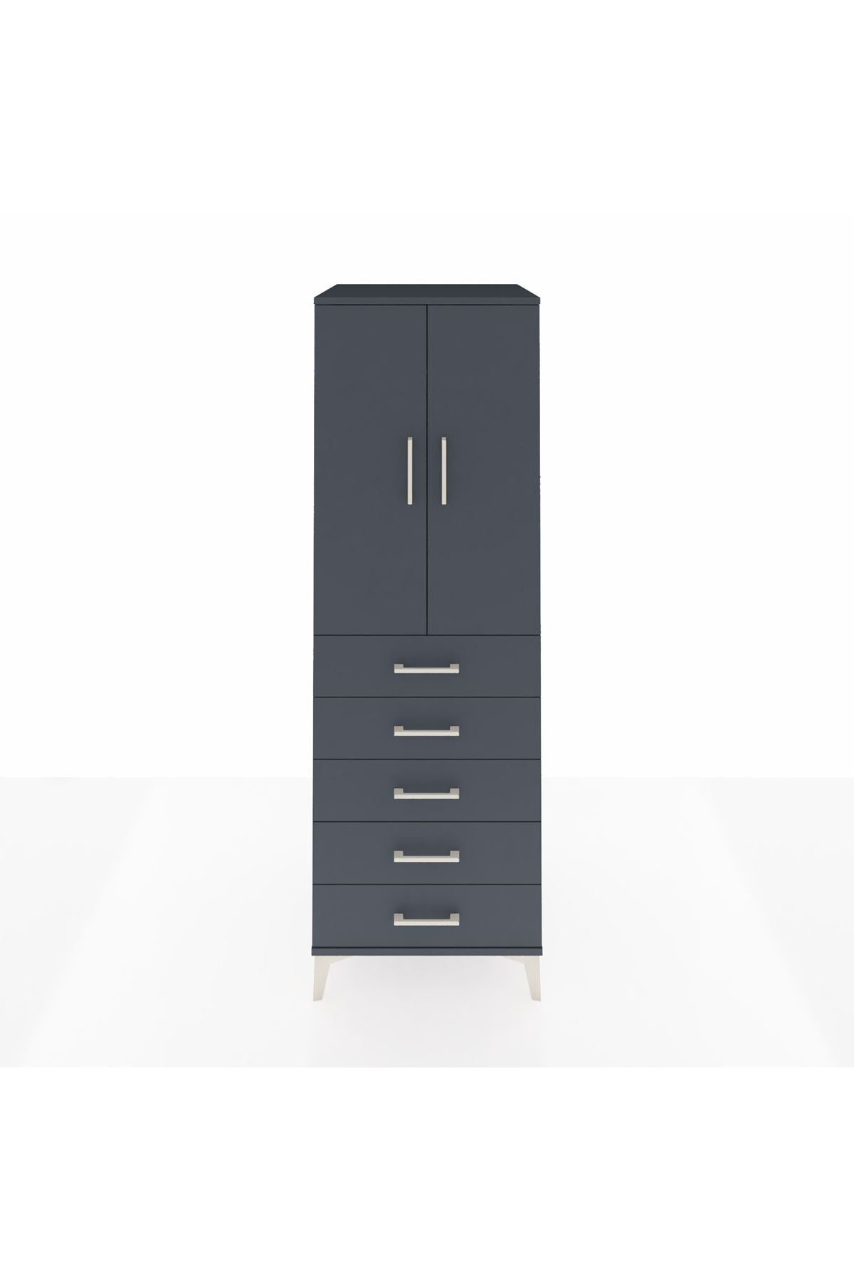 Kronos Dolap Tek Raflı 5 Çekmeceli Tek Askılı 60x59x182 - S89M026V5C