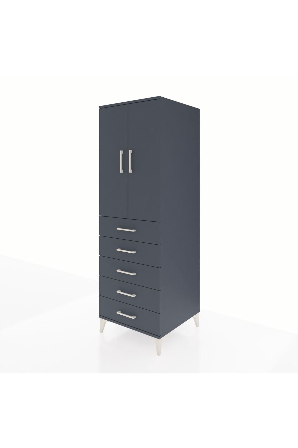 Kronos Dolap Tek Raflı 5 Çekmeceli Tek Askılı 60x59x182 - S89M026V5C
