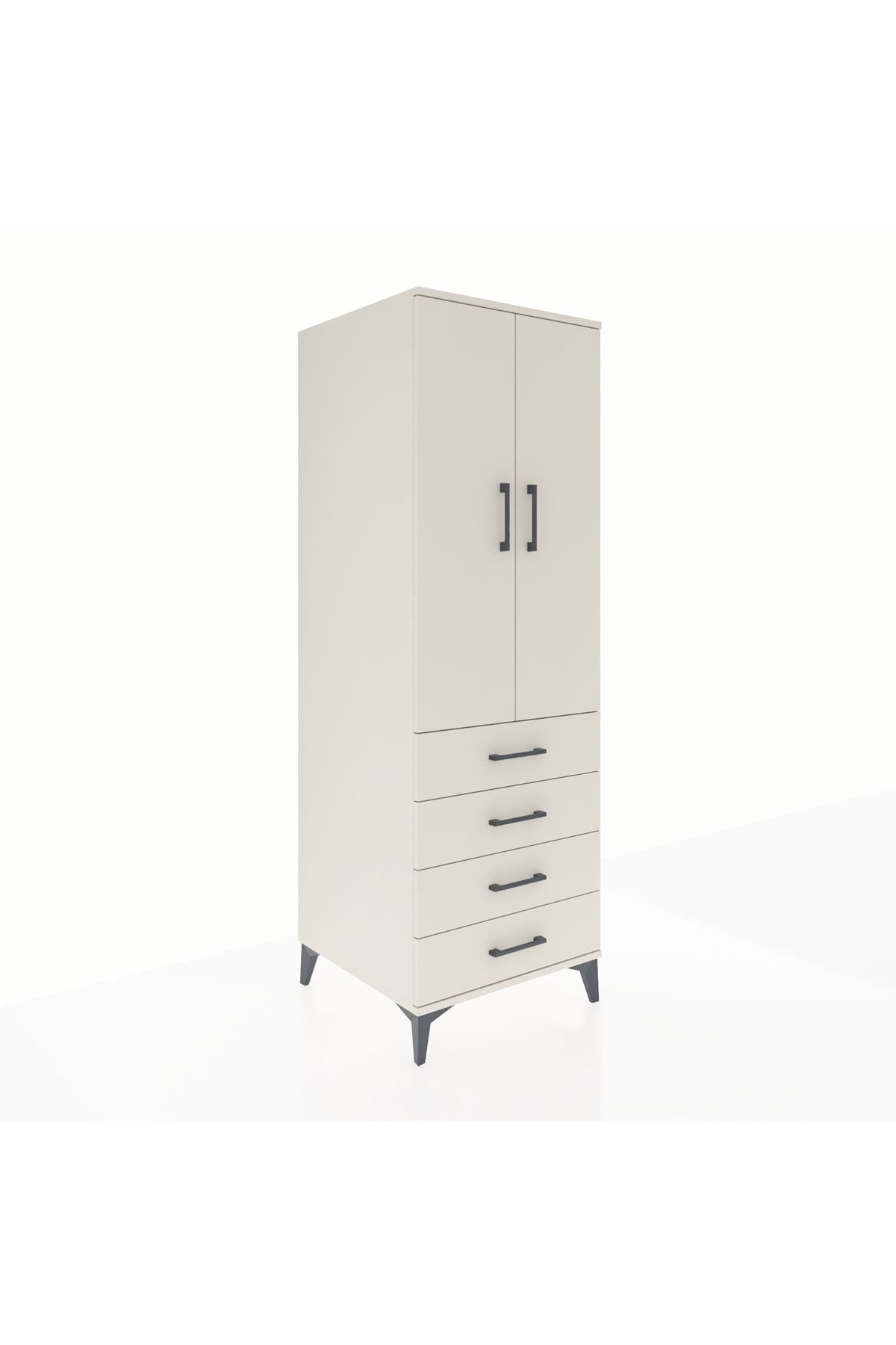 Kronos Dolap Tek Raflı 4 Çekmeceli Tek Askılı 60x59x182 - S89M027V1C