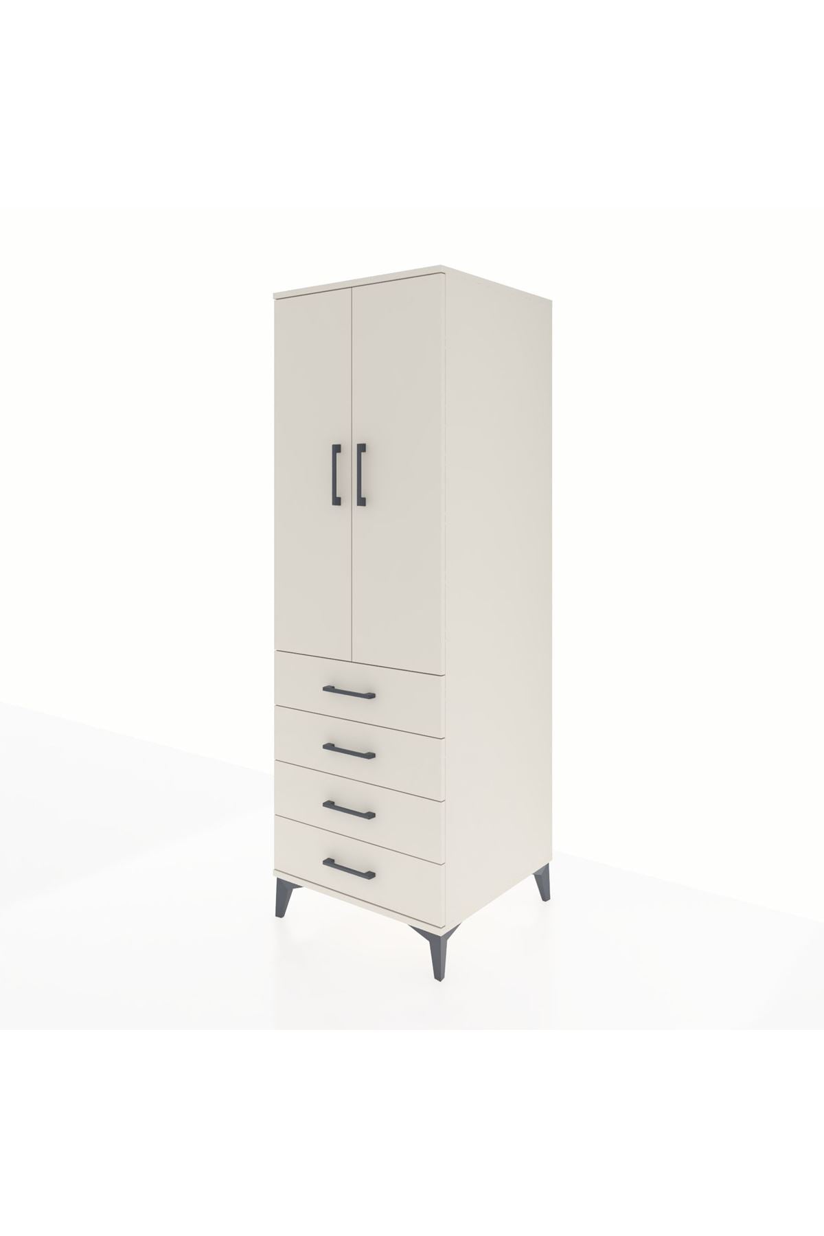 Kronos Dolap Tek Raflı 4 Çekmeceli Tek Askılı 60x59x182 - S89M027V1C