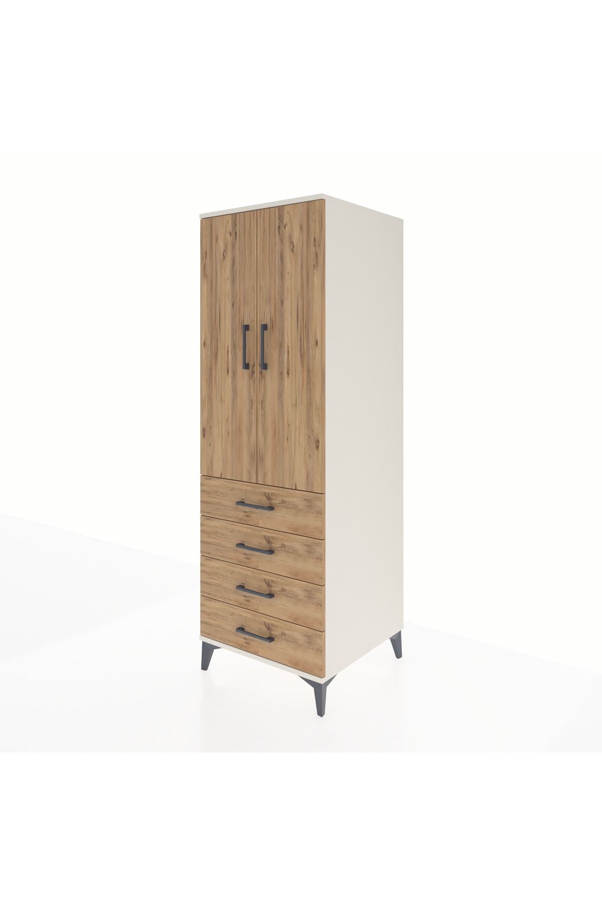 Kronos Dolap Tek Raflı 4 Çekmeceli Tek Askılı 60x59x182 - S89M027V3C