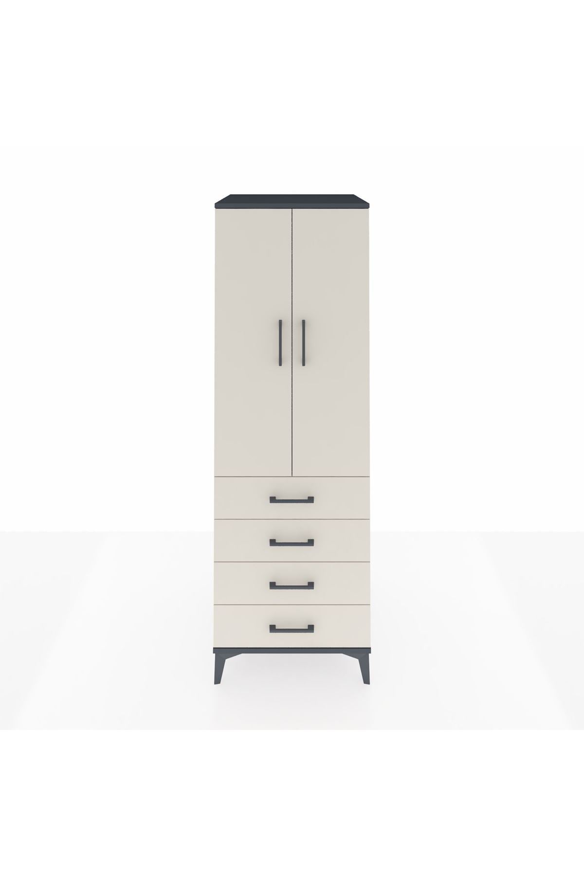 Kronos Dolap Tek Raflı 4 Çekmeceli Tek Askılı 60x59x182 - S89M027V4C