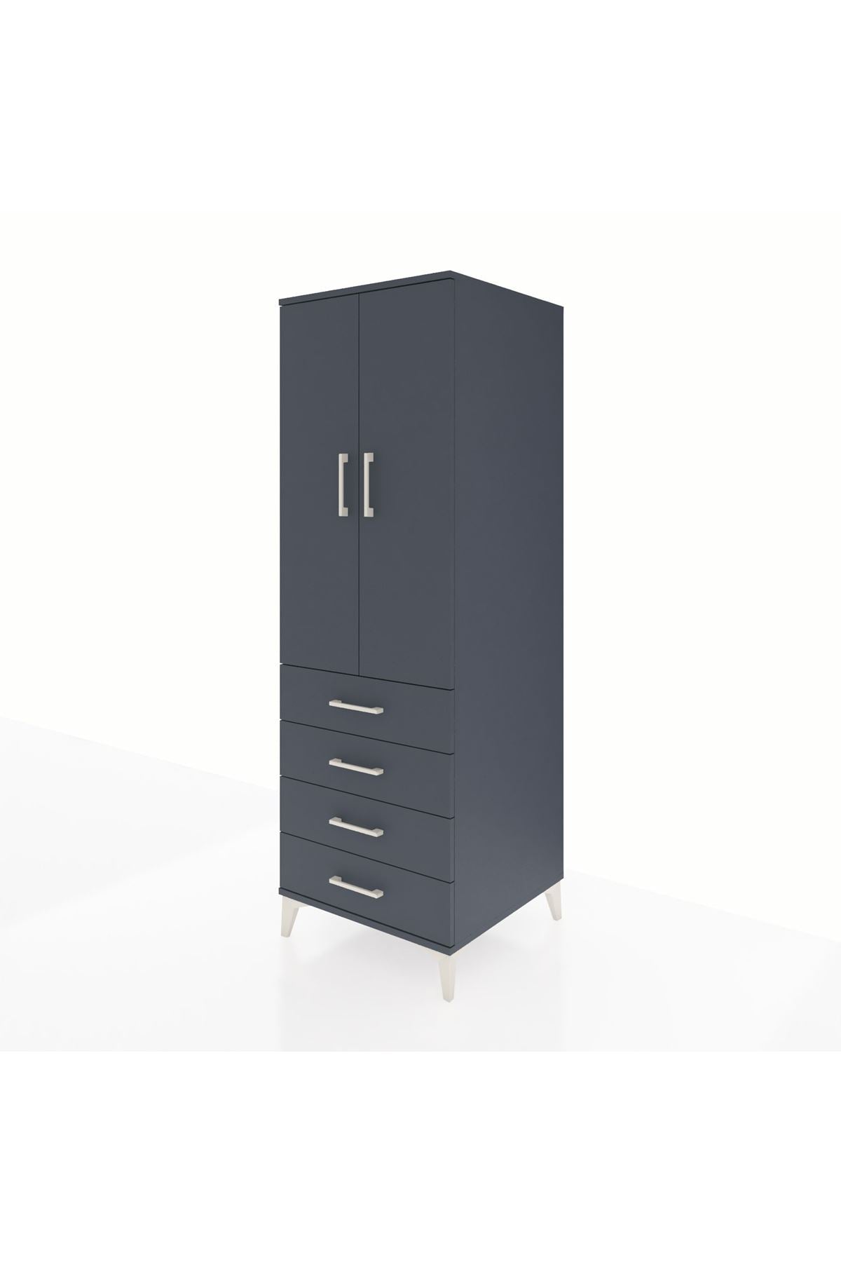 Kronos Dolap Tek Raflı 4 Çekmeceli Tek Askılı 60x59x182 - S89M027V5C