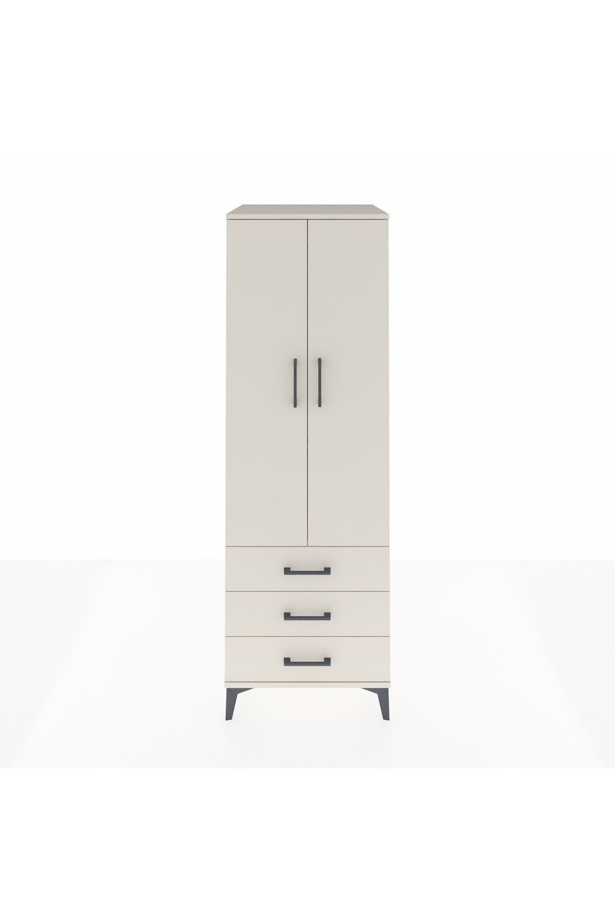 Kronos Dolap Tek Raflı 3 Çekmeceli Tek Askılı 60x59x182 - S89M028V1C