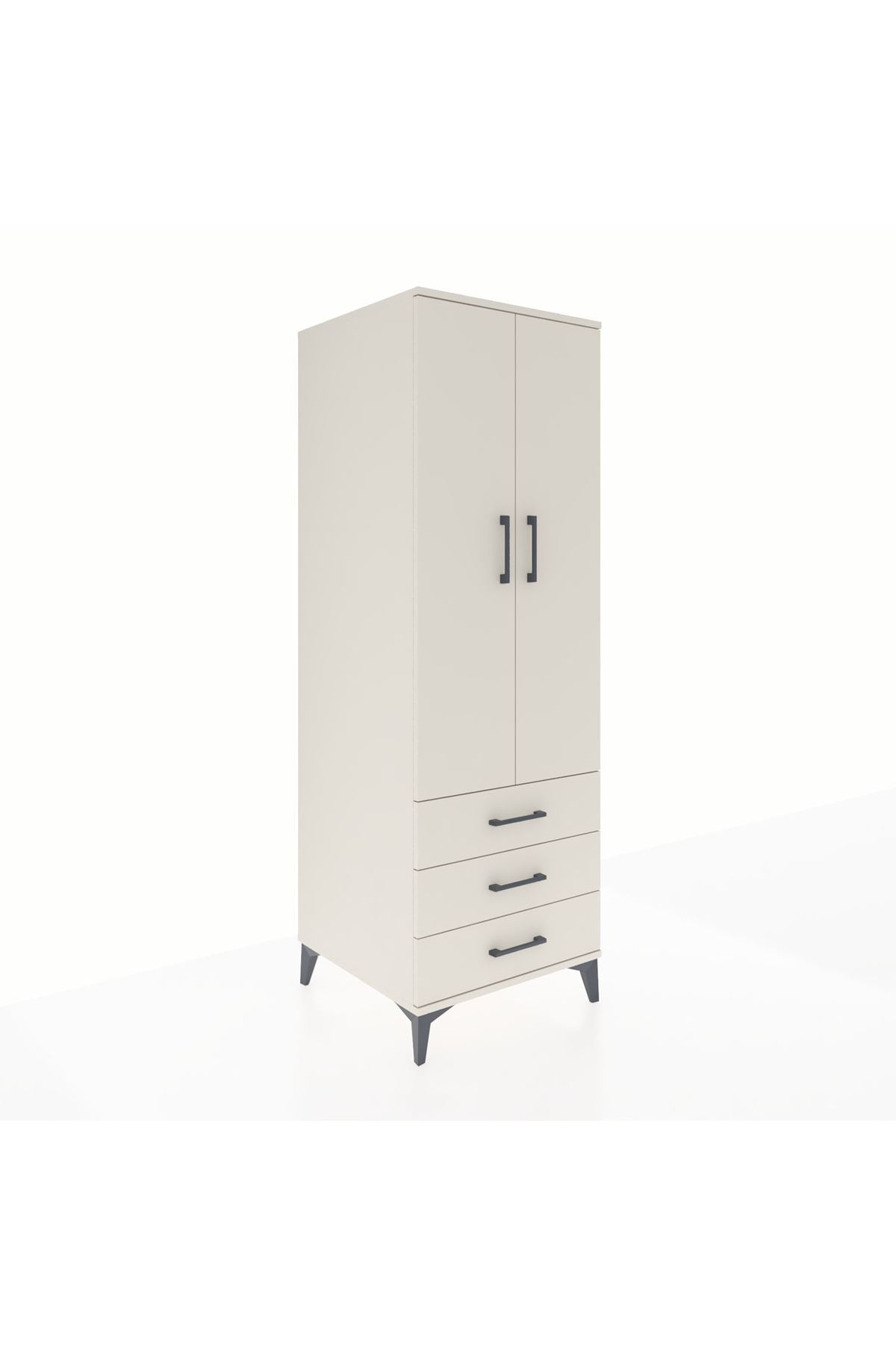 Kronos Dolap Tek Raflı 3 Çekmeceli Tek Askılı 60x59x182 - S89M028V1C