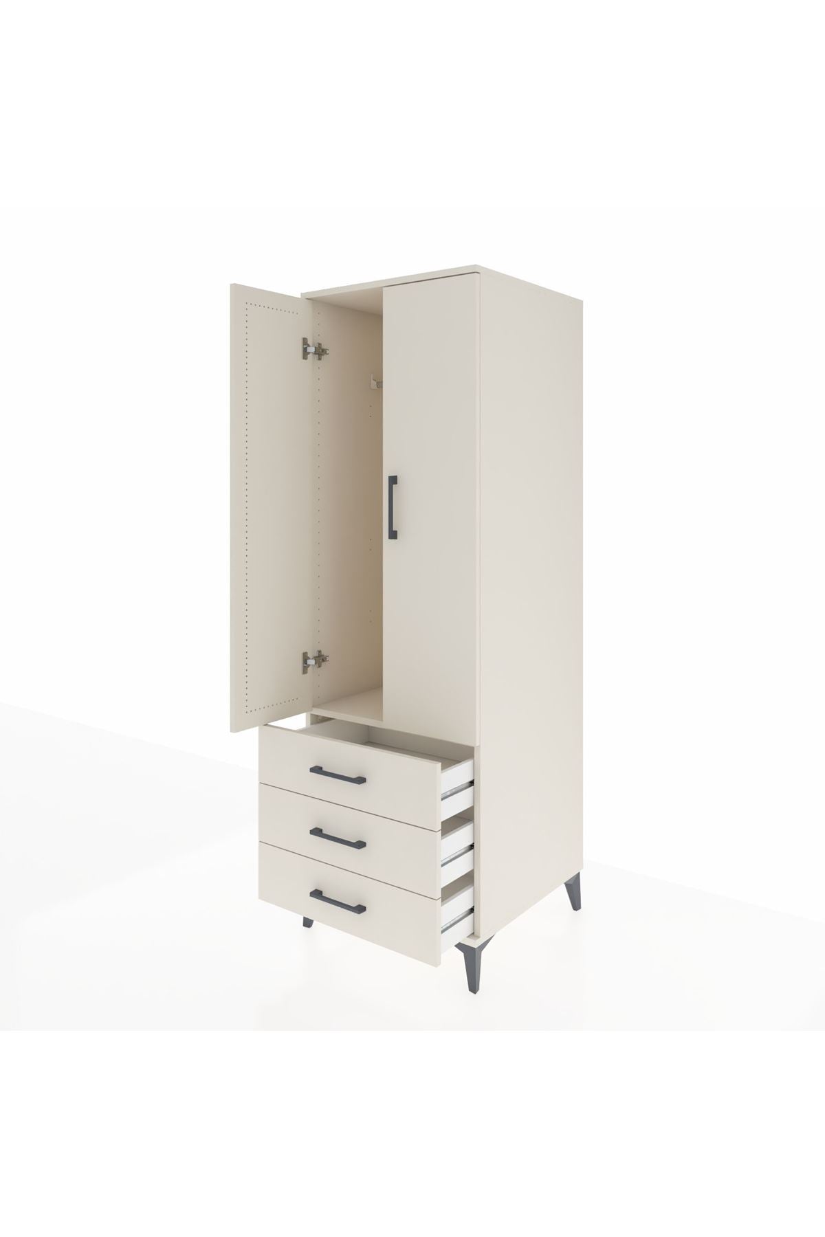 Kronos Dolap Tek Raflı 3 Çekmeceli Tek Askılı 60x59x182 - S89M028V1C