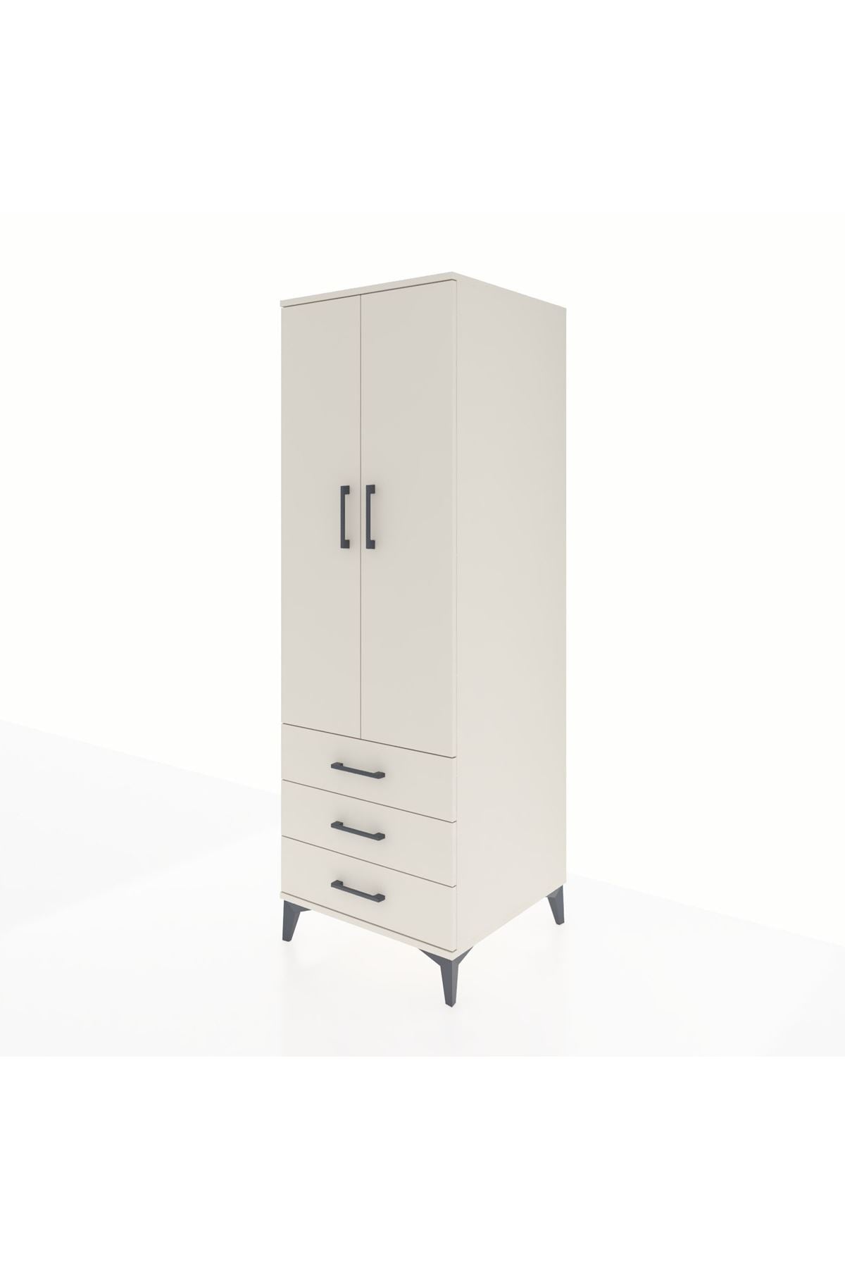 Kronos Dolap Tek Raflı 3 Çekmeceli Tek Askılı 60x59x182 - S89M028V1C