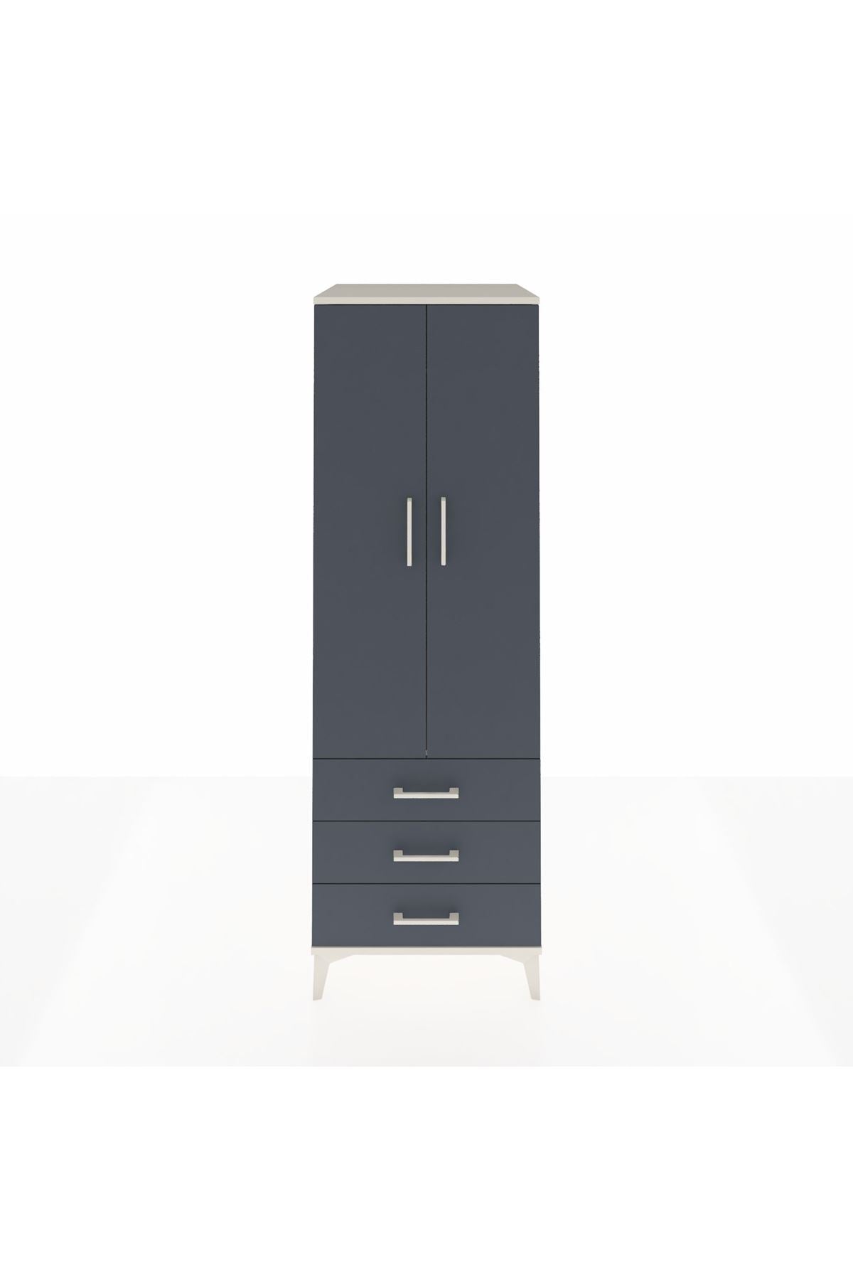 Kronos Dolap Tek Raflı 3 Çekmeceli Tek Askılı 60x59x182 - S89M028V2C
