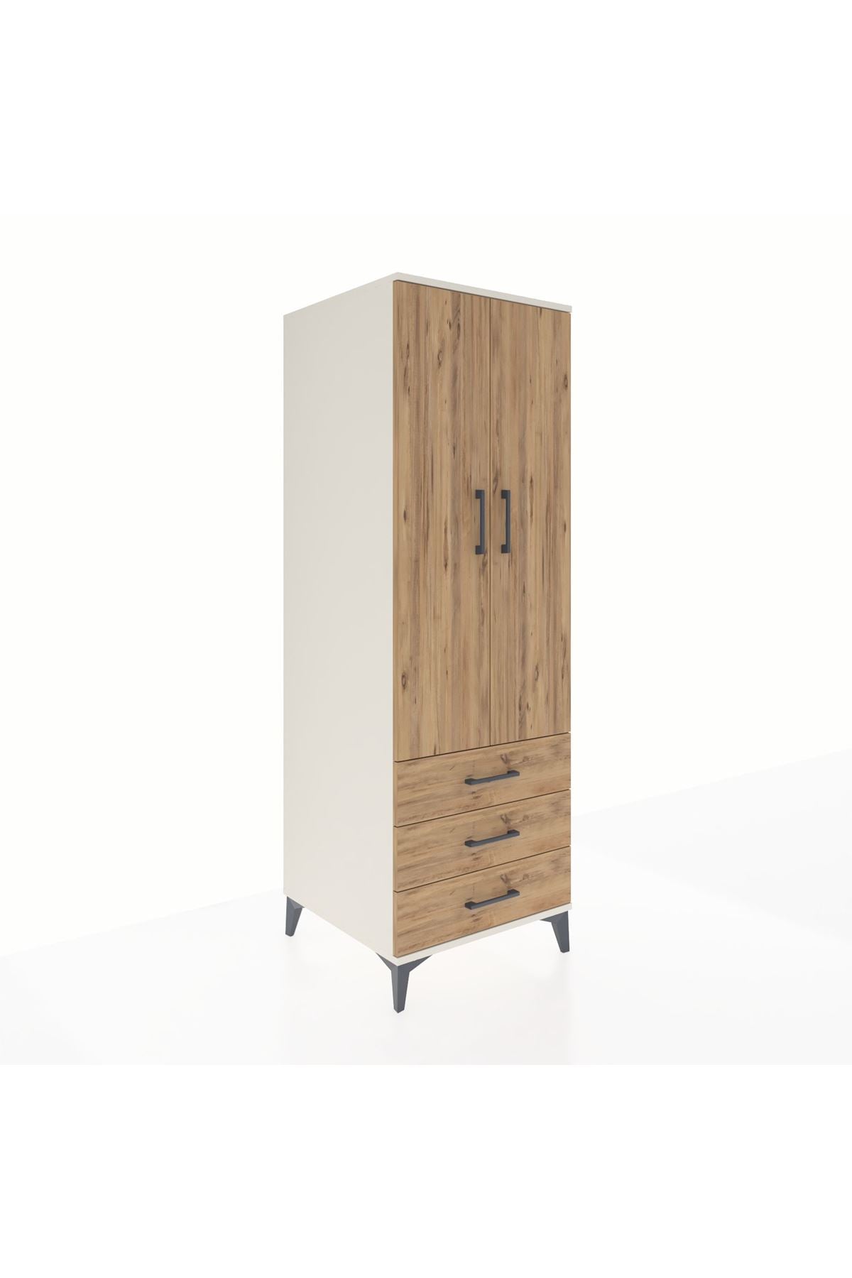 Kronos Dolap Tek Raflı 3 Çekmeceli Tek Askılı 60x59x182 - S89M028V3C