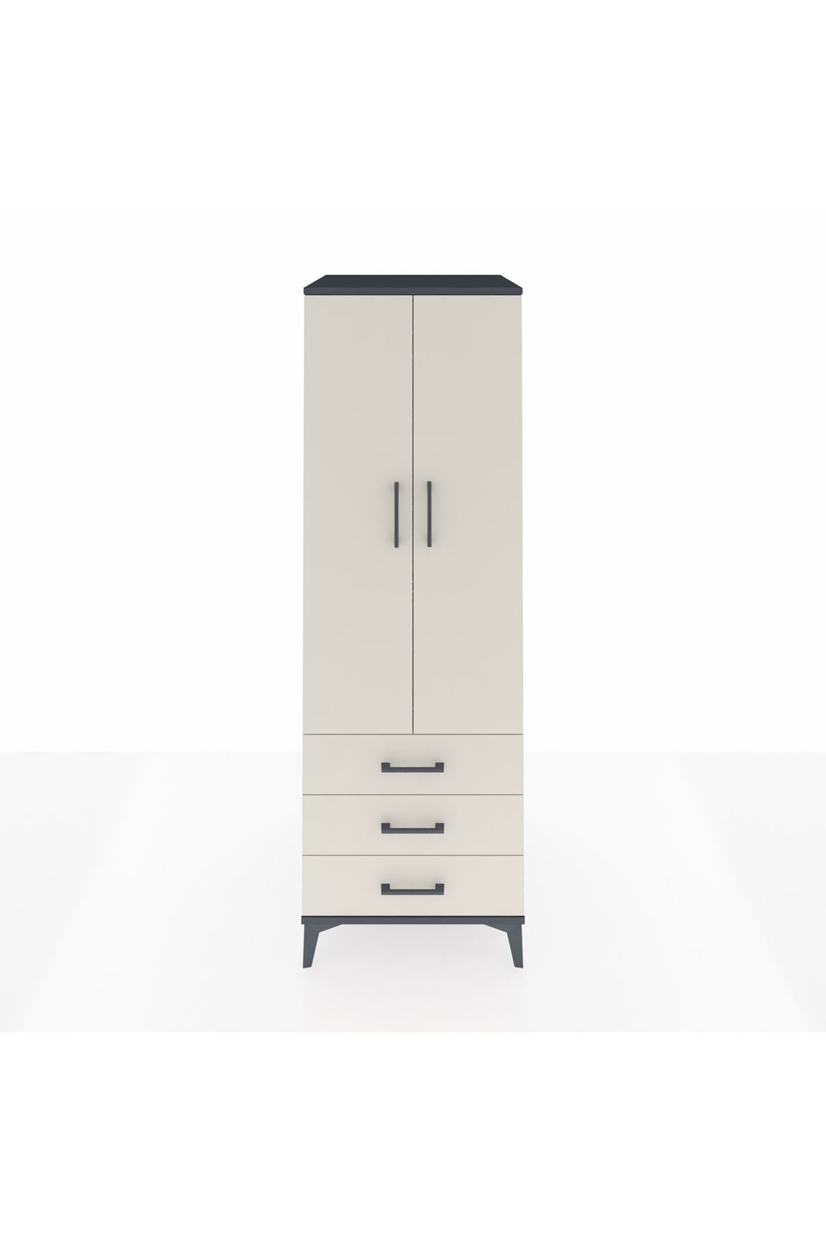 Kronos Dolap Tek Raflı 3 Çekmeceli Tek Askılı 60x59x182 - S89M028V4C