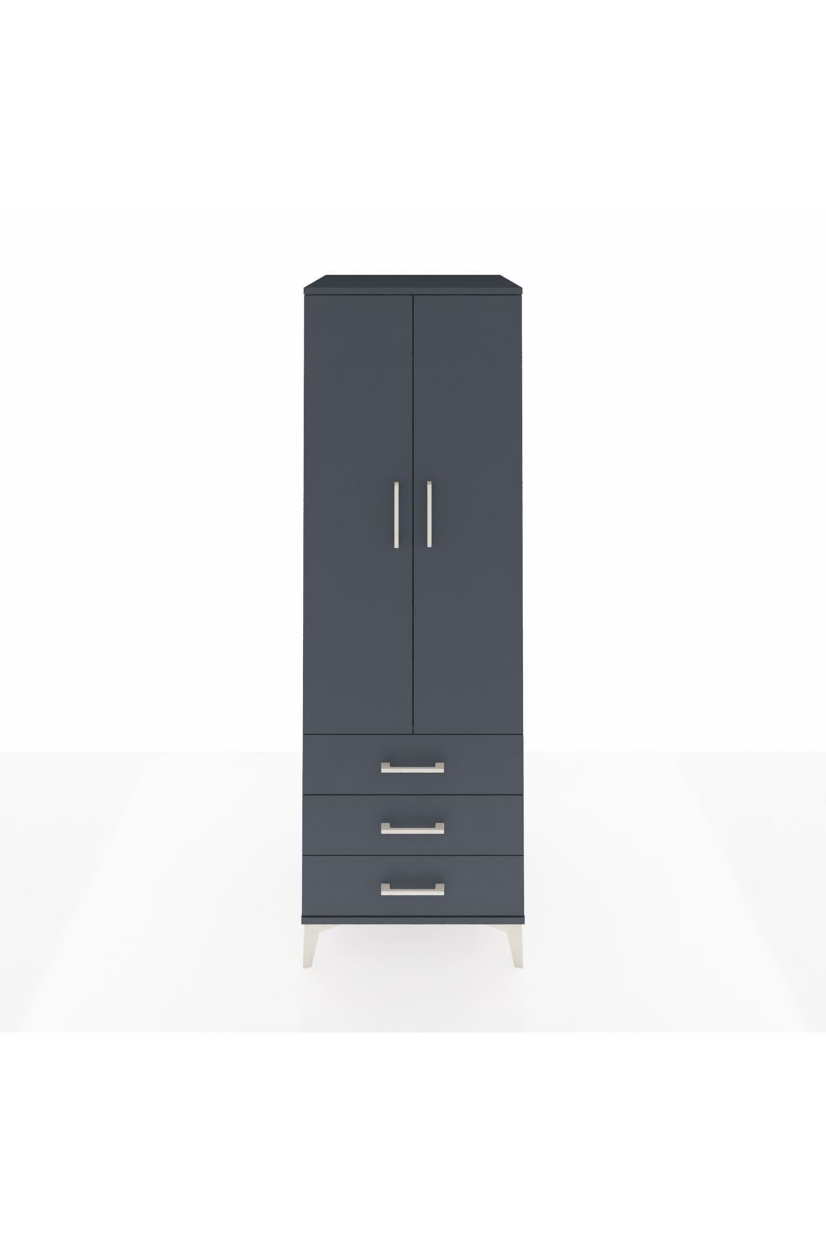 Kronos Dolap Tek Raflı 3 Çekmeceli Tek Askılı 60x59x182 - S89M028V5C