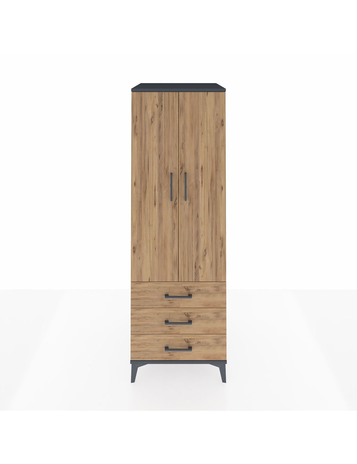 Kronos Dolap Tek Raflı 3 Çekmeceli Tek Askılı 60x59x182 - S89M028V6C