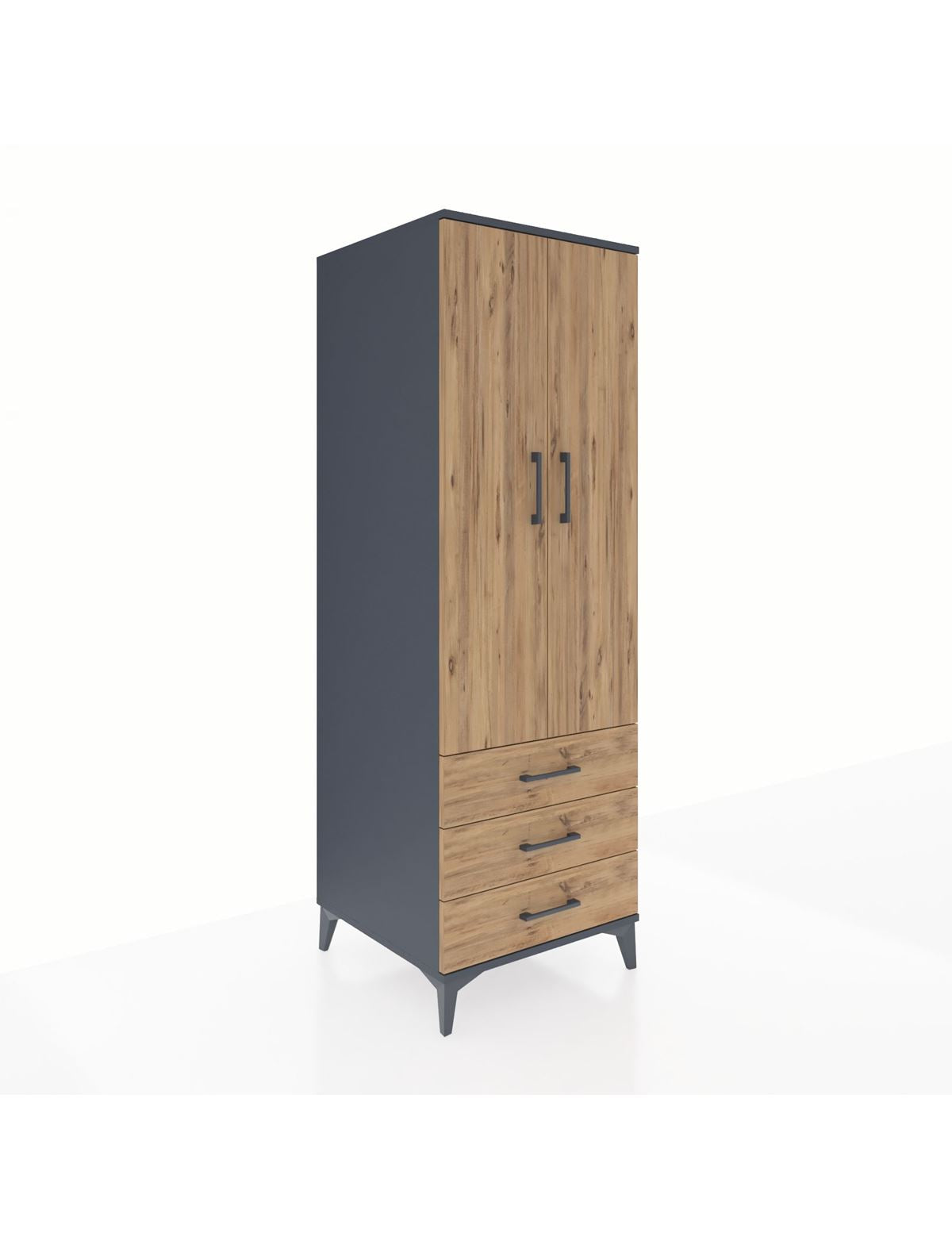 Kronos Dolap Tek Raflı 3 Çekmeceli Tek Askılı 60x59x182 - S89M028V6C