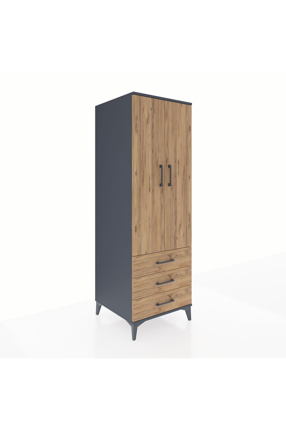 Kronos Dolap Tek Raflı 3 Çekmeceli Tek Askılı 60x59x182 - S89M028V6C