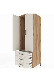 Kronos Dolap Tek Raflı 3 Çekmeceli Tek Askılı 60x59x182 - S89M028V7C