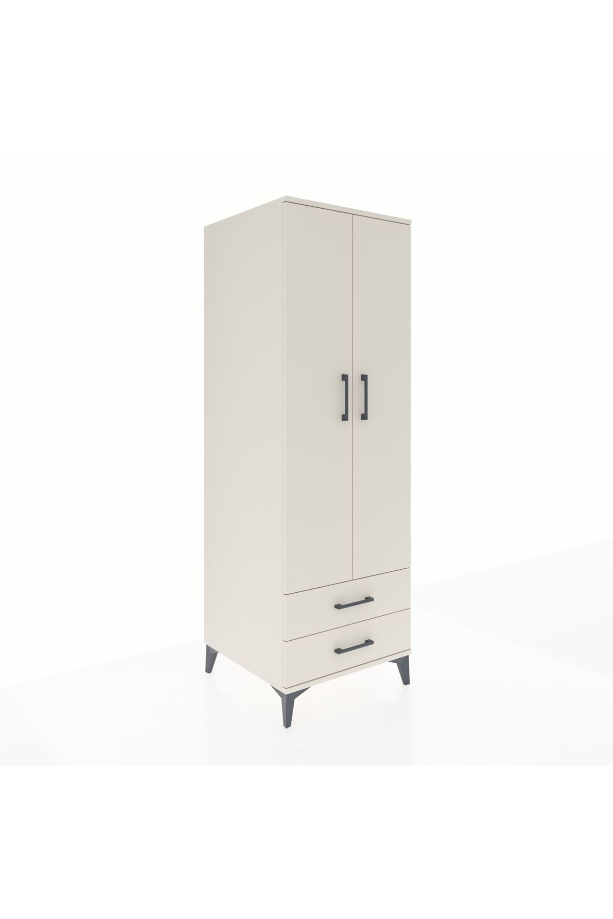 Kronos Dolap Tek Raflı 2 Çekmeceli Tek Askılı 60x59x182 - S89M029V1C