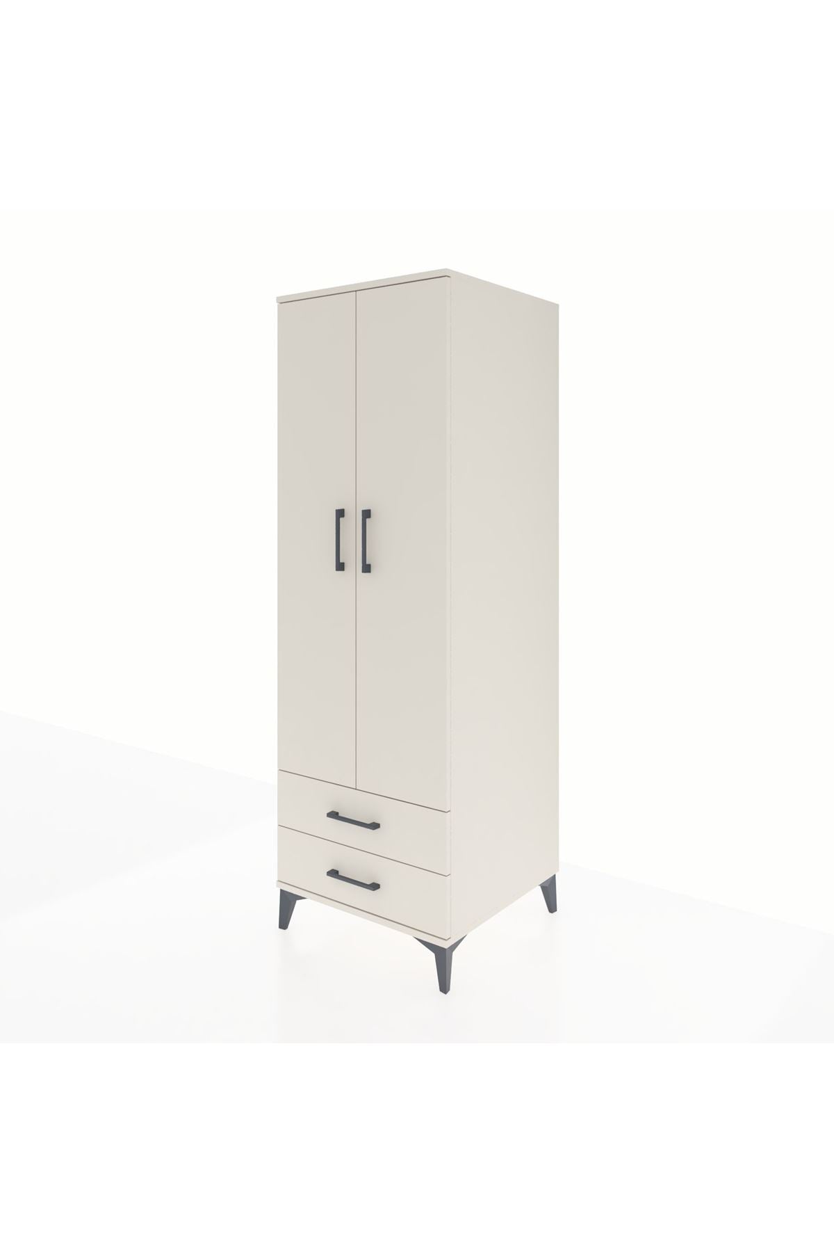 Kronos Dolap Tek Raflı 2 Çekmeceli Tek Askılı 60x59x182 - S89M029V1C