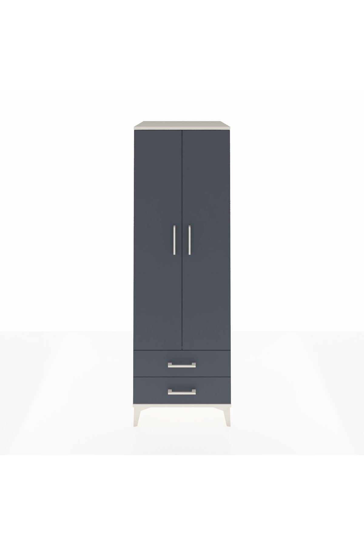 Kronos Dolap Tek Raflı 2 Çekmeceli Tek Askılı 60x59x182 - S89M029V2C