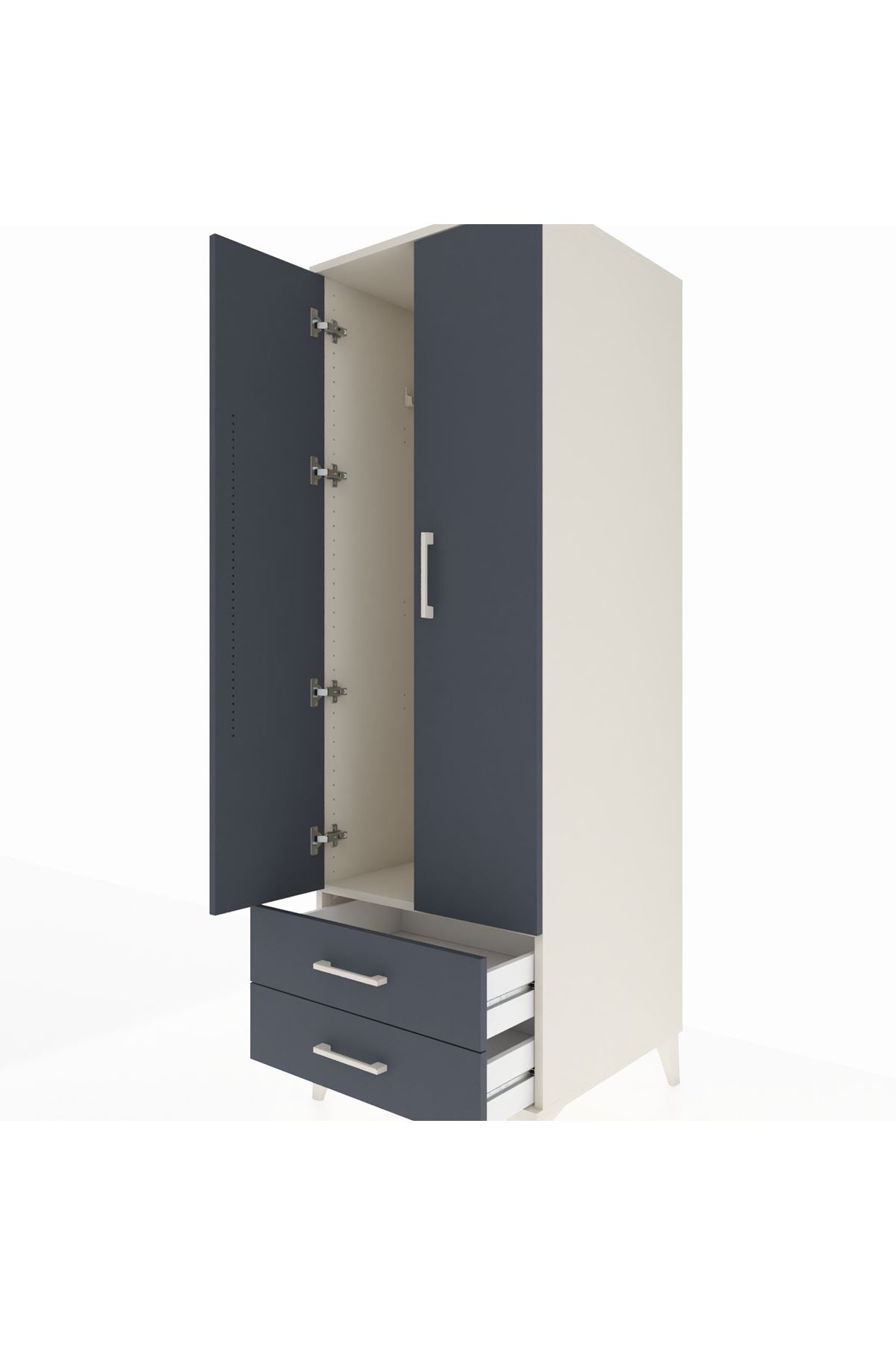 Kronos Dolap Tek Raflı 2 Çekmeceli Tek Askılı 60x59x182 - S89M029V2C