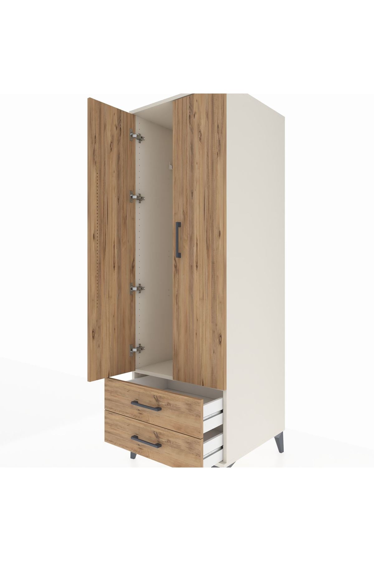 Kronos Dolap Tek Raflı 2 Çekmeceli Tek Askılı 60x59x182 - S89M029V3C