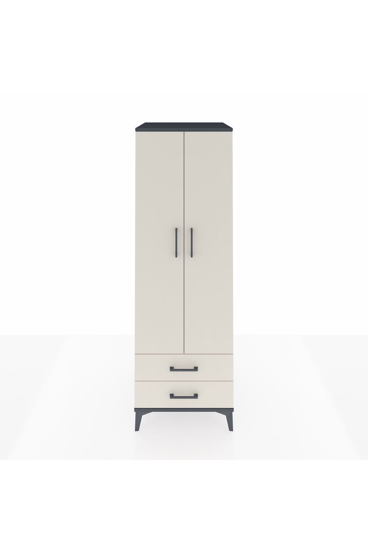 Kronos Dolap Tek Raflı 2 Çekmeceli Tek Askılı 60x59x182 - S89M029V4C
