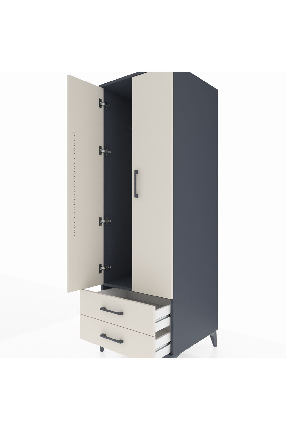 Kronos Dolap Tek Raflı 2 Çekmeceli Tek Askılı 60x59x182 - S89M029V4C