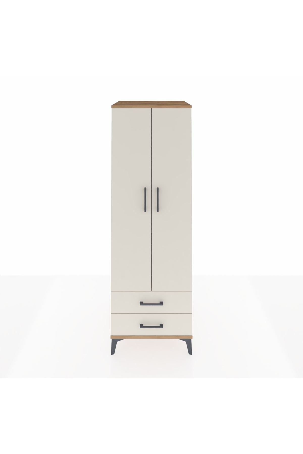Kronos Dolap Tek Raflı 2 Çekmeceli Tek Askılı 60x59x182 - S89M029V7C