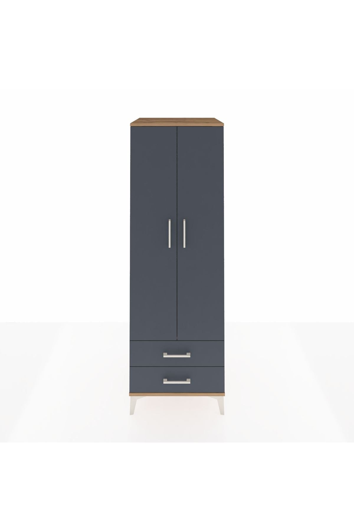 Kronos Dolap Tek Raflı 2 Çekmeceli Tek Askılı 60x59x182 - S89M029V8C