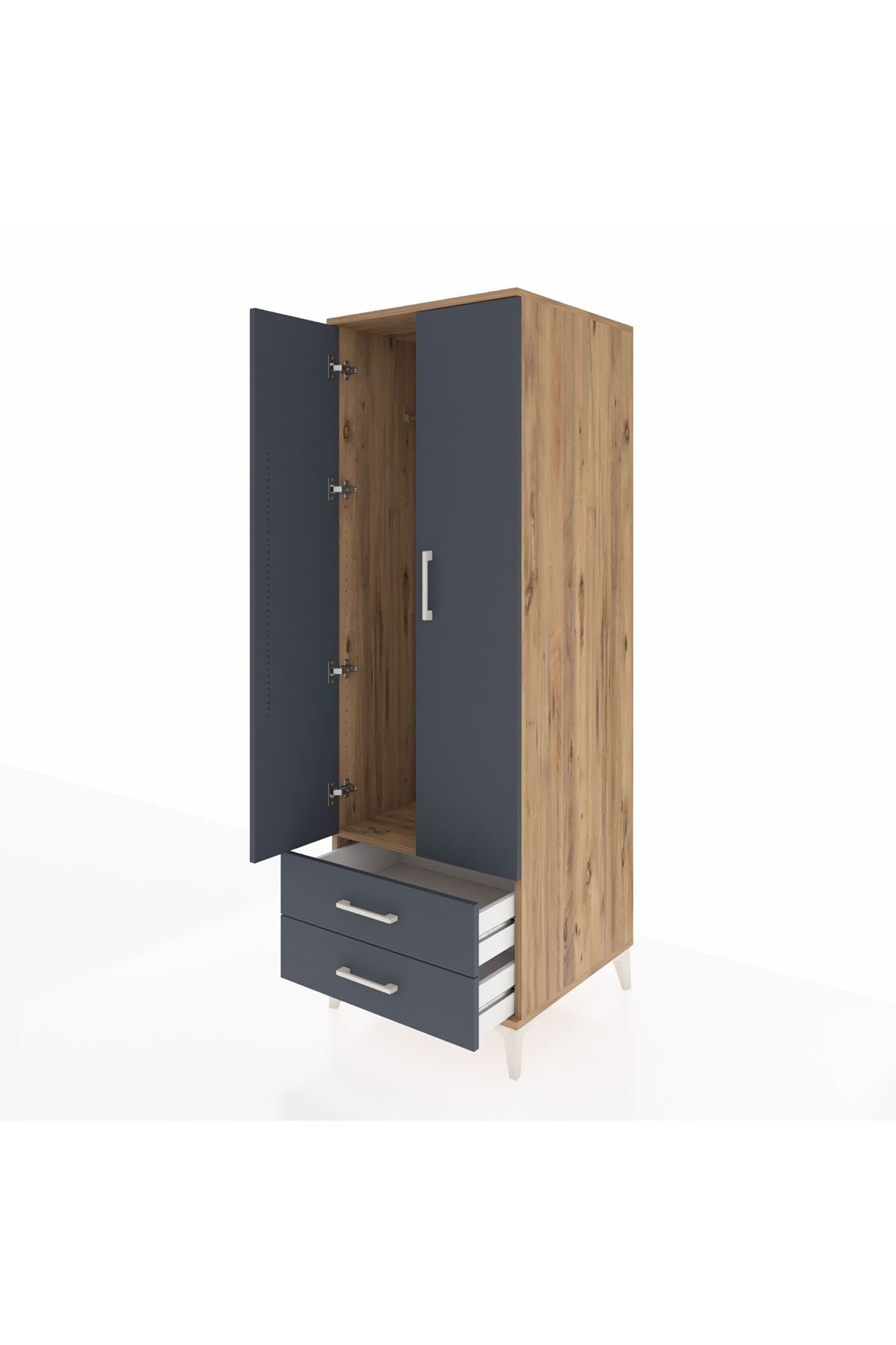 Kronos Dolap Tek Raflı 2 Çekmeceli Tek Askılı 60x59x182 - S89M029V8C