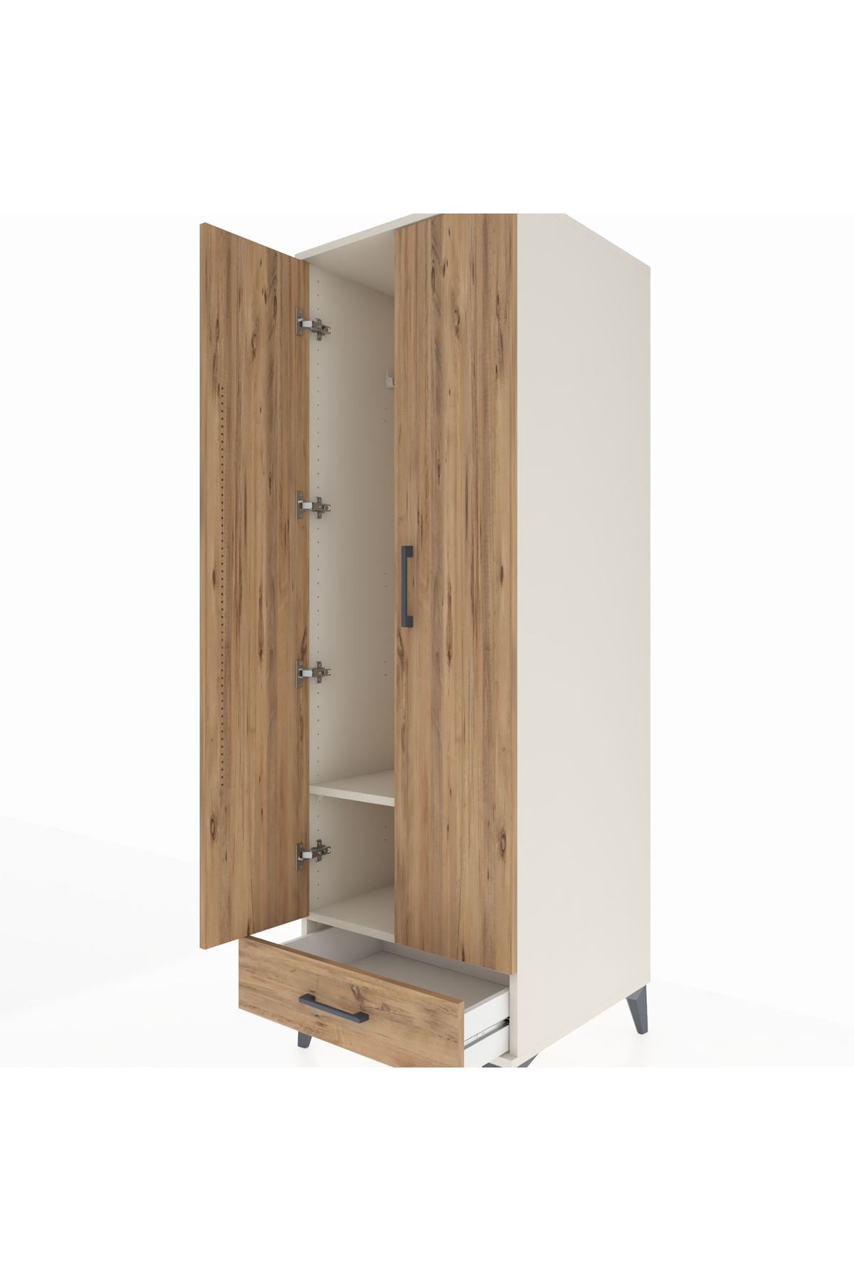 Kronos Dolap 2 Raflı Tek Çekmeceli Tek Askılı 60x59x182 - S89M030V3C