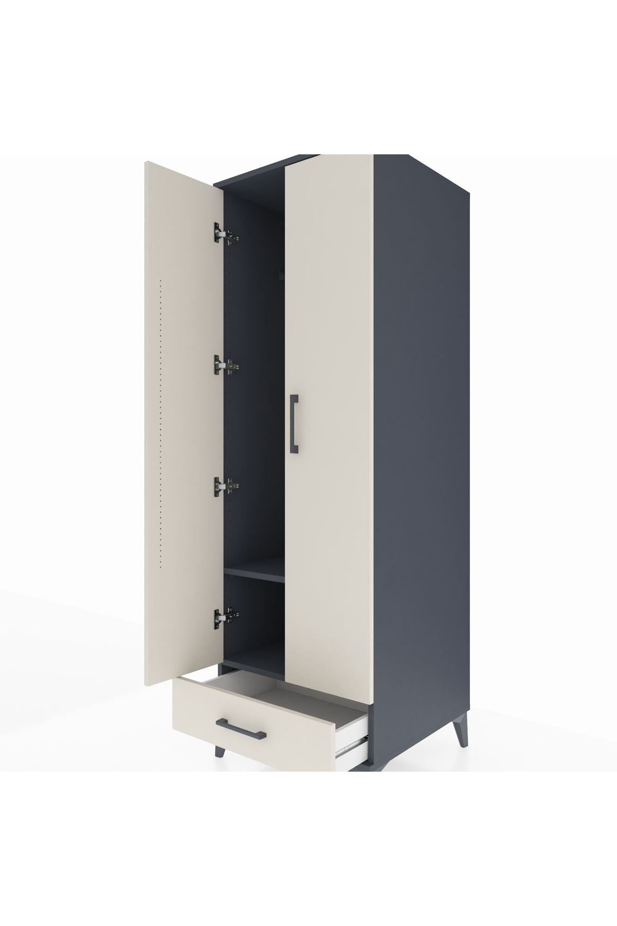 Kronos Dolap 2 Raflı Tek Çekmeceli Tek Askılı 60x59x182 - S89M030V4C