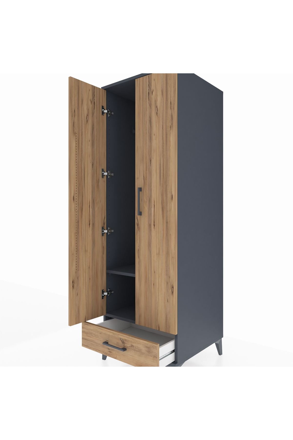 Kronos Dolap 2 Raflı Tek Çekmeceli Tek Askılı 60x59x182 - S89M030V6C