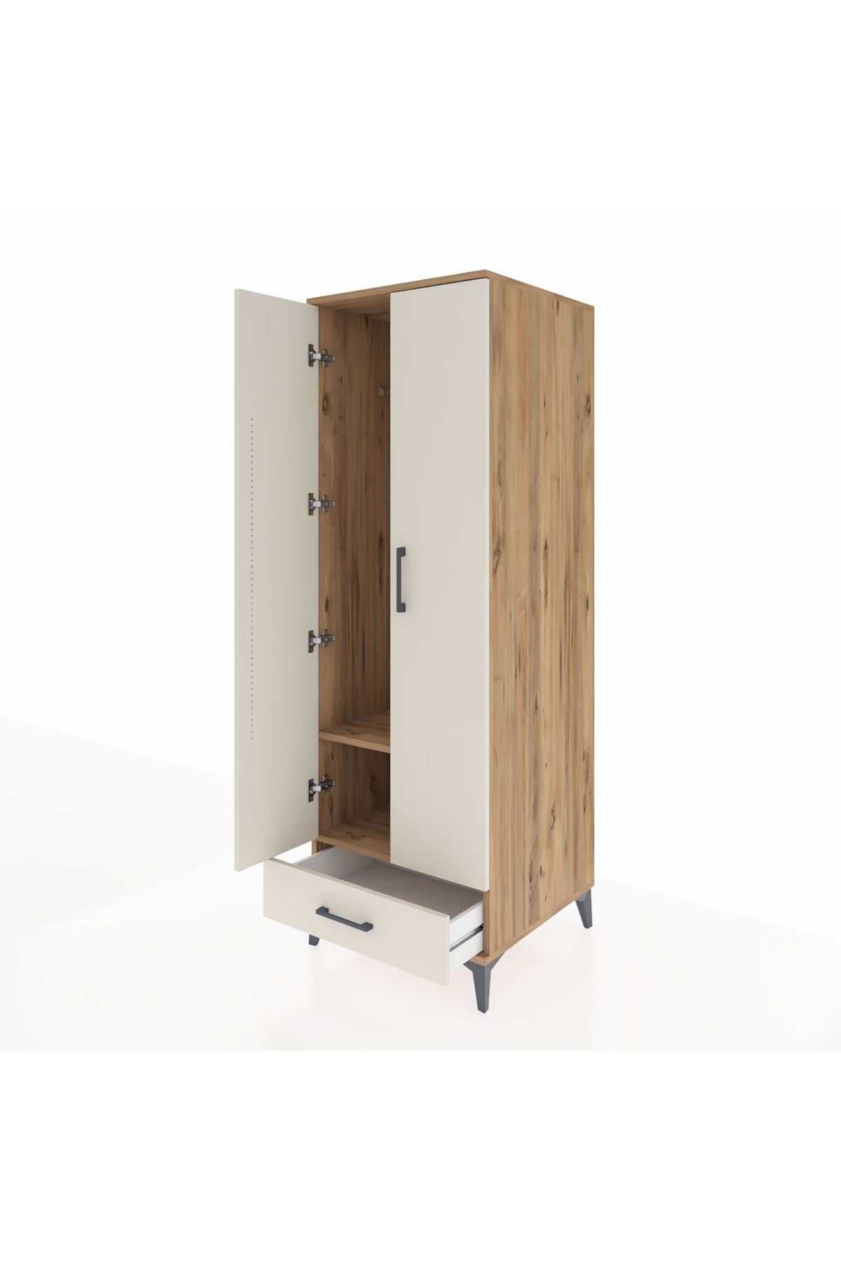 Kronos Dolap 2 Raflı Tek Çekmeceli Tek Askılı 60x59x182 - S89M030V7C