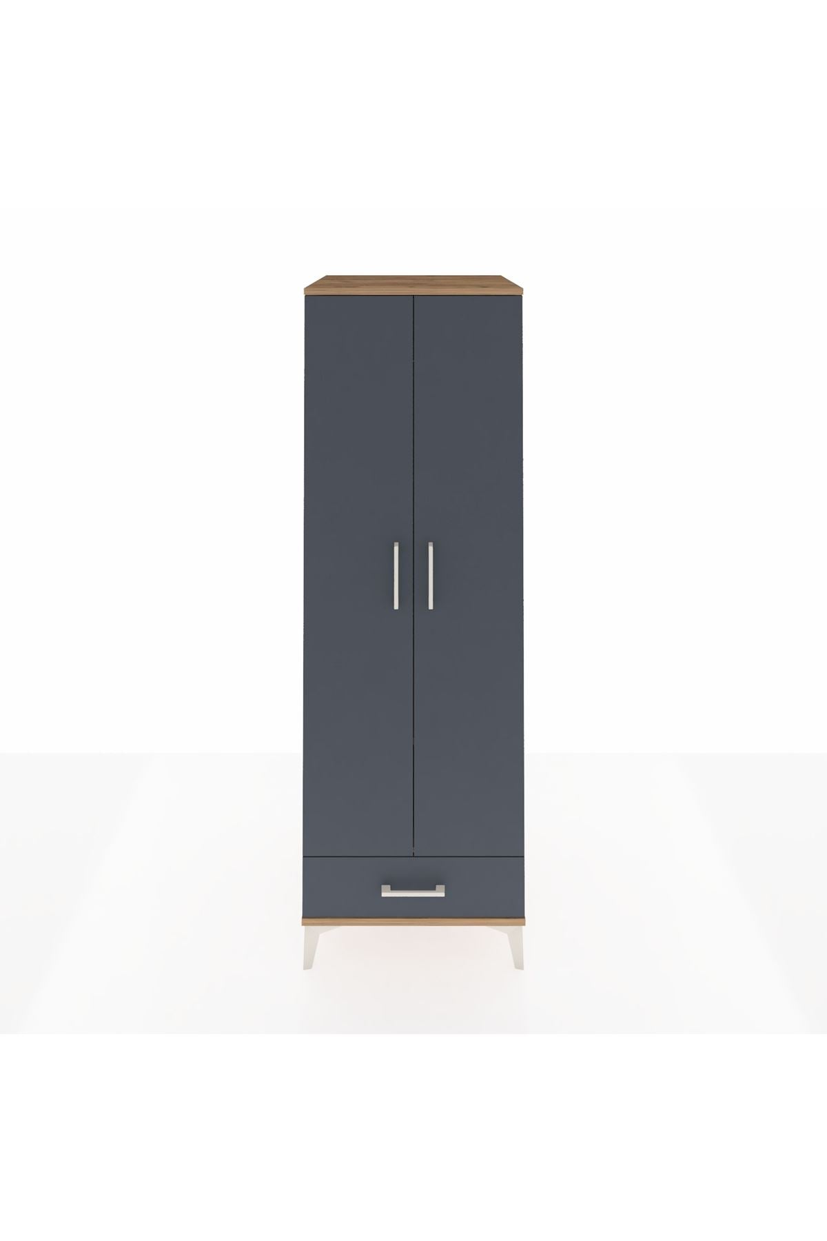 Kronos Dolap 2 Raflı Tek Çekmeceli Tek Askılı 60x59x182 - S89M030V8C