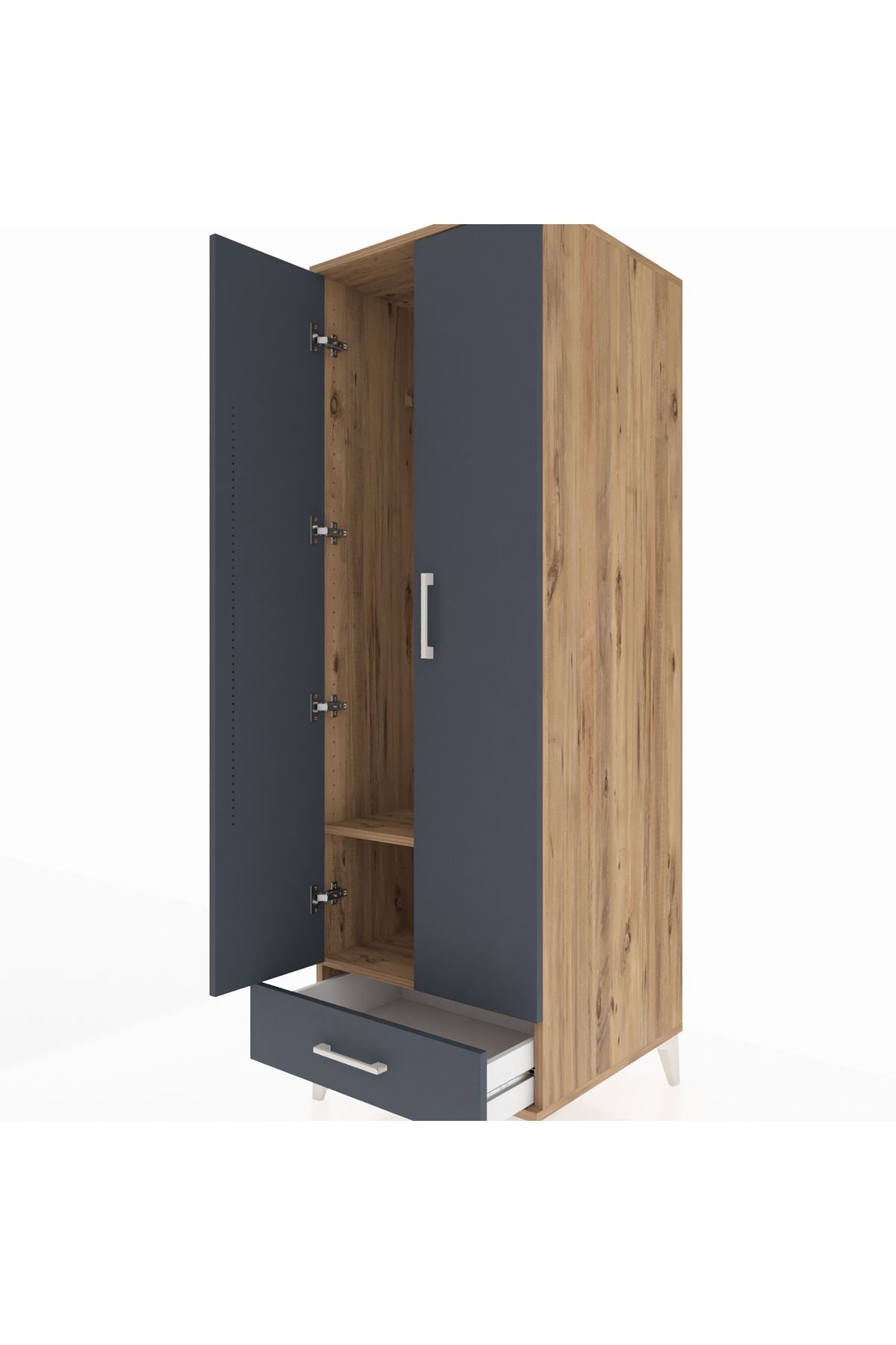 Kronos Dolap 2 Raflı Tek Çekmeceli Tek Askılı 60x59x182 - S89M030V8C