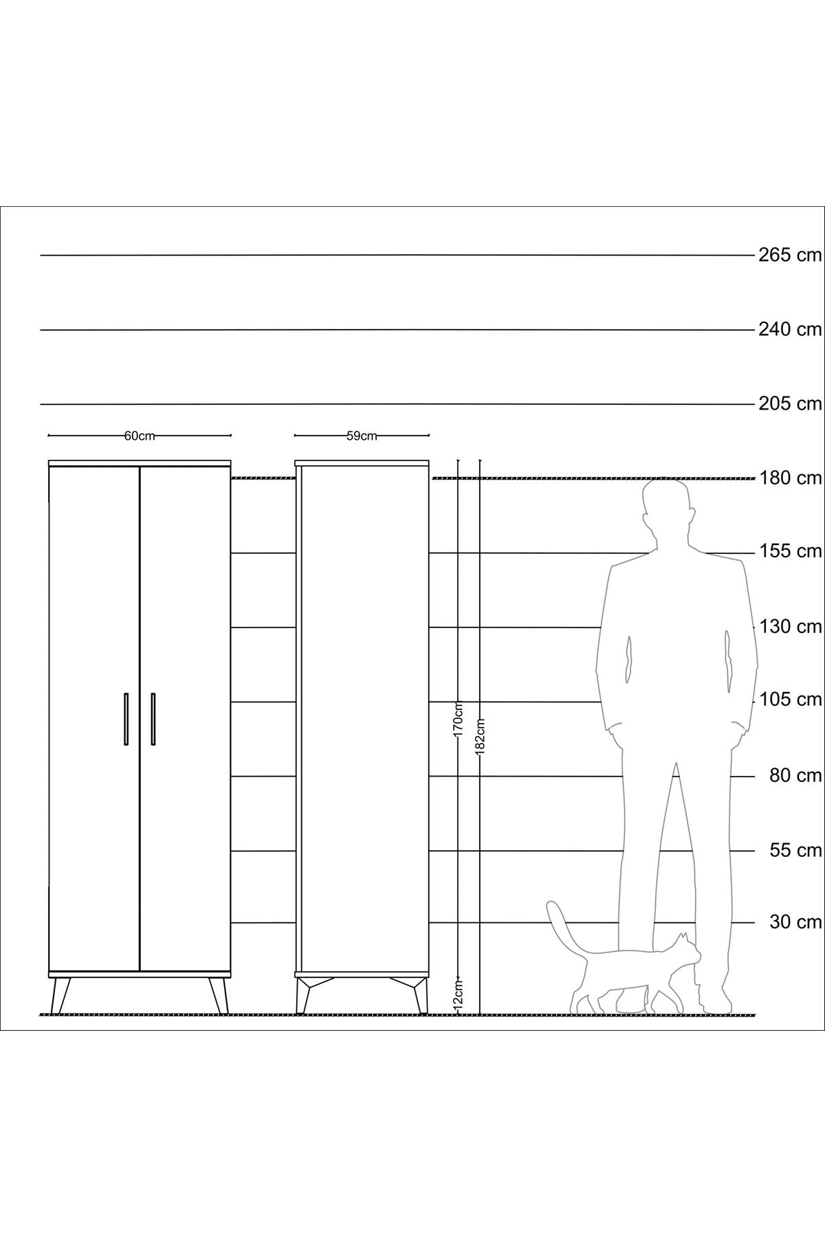Kronos Dolap 2 Raflı 2 Kapaklı Tek Askılı 60x59x182 - S89M031V9C