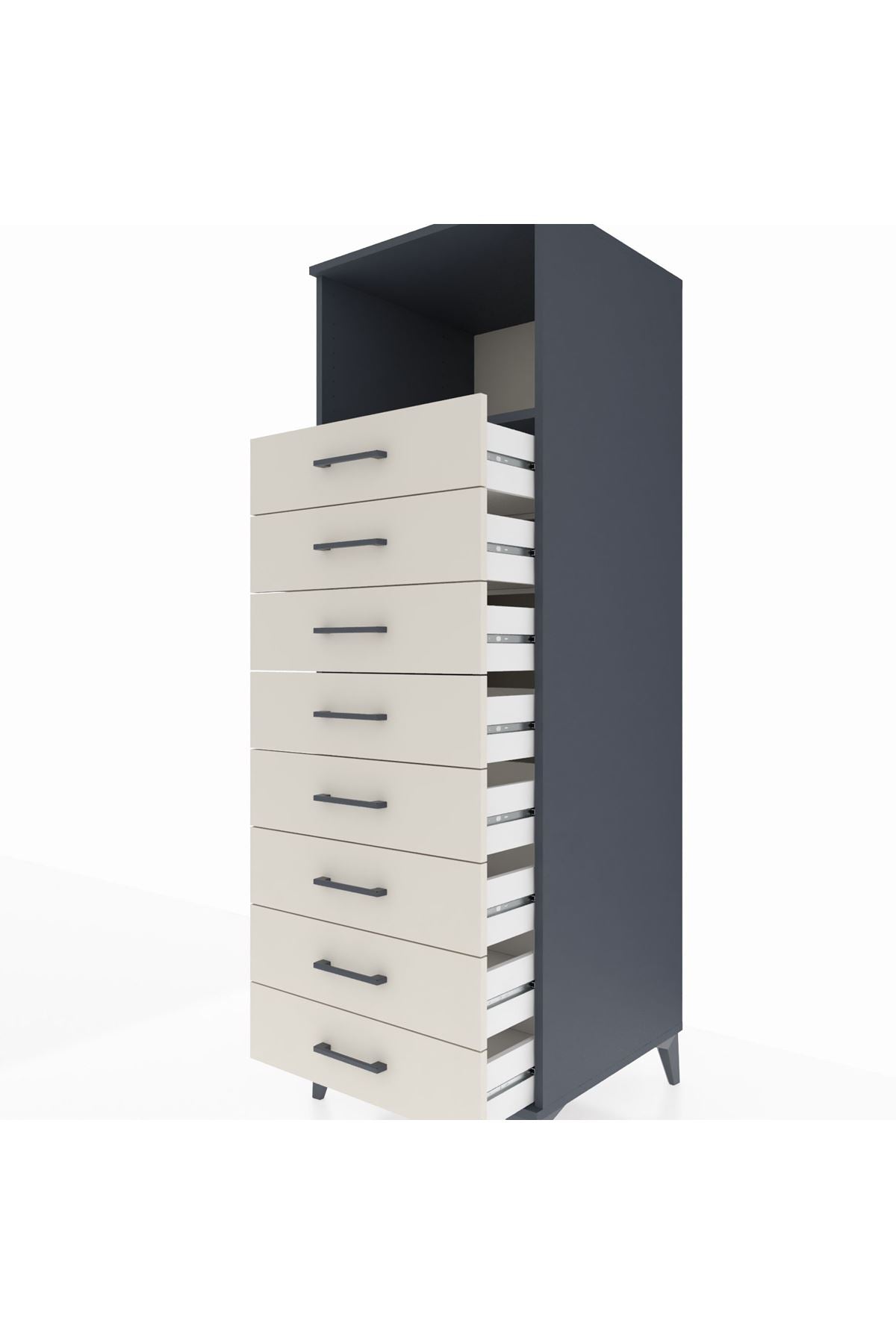 Kronos Dolap Tek Raflı 8 Çekmeceli 60x59x182 - S89M032V4C