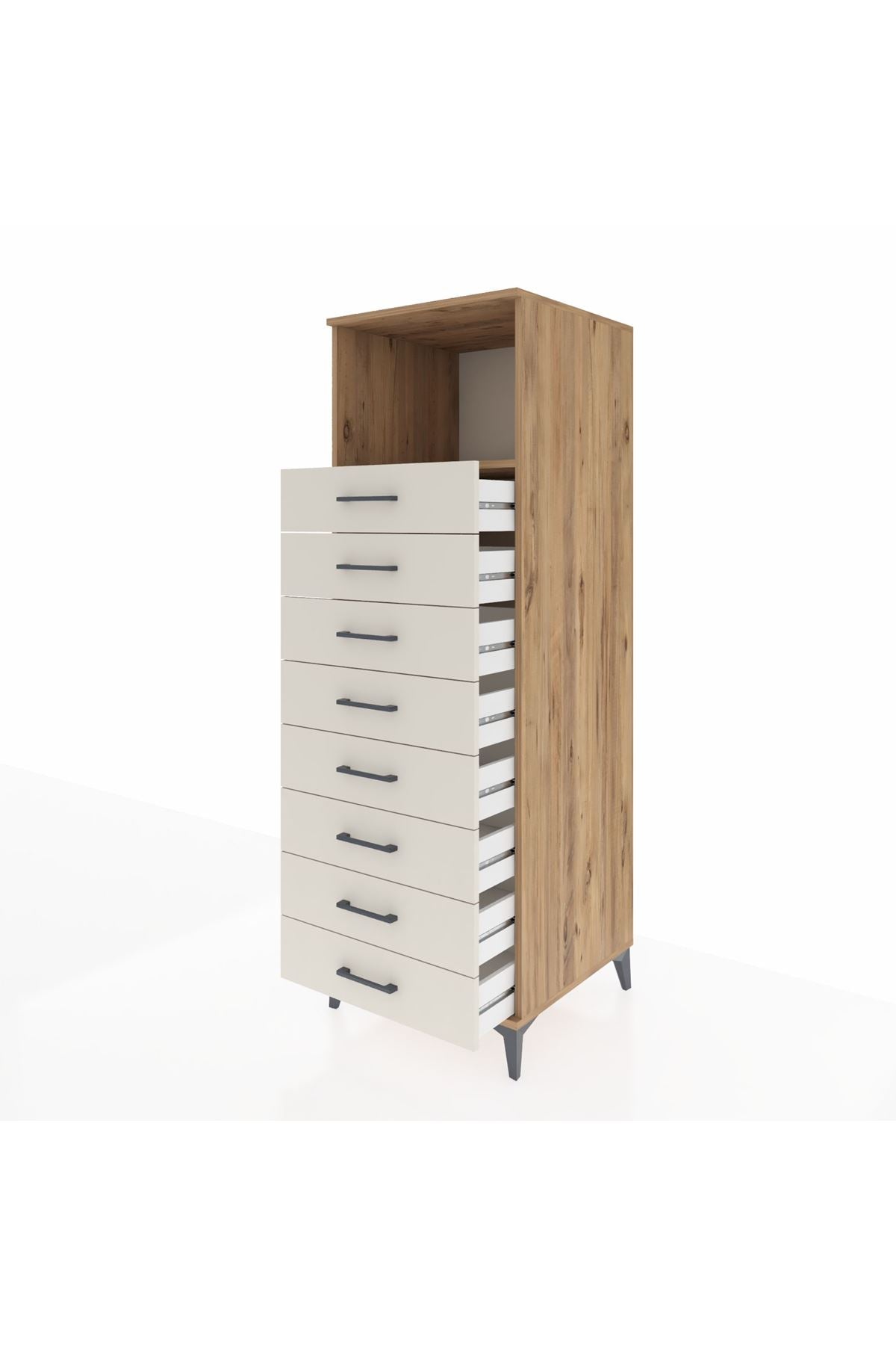 Kronos Dolap Tek Raflı 8 Çekmeceli 60x59x182 - S89M032V7C