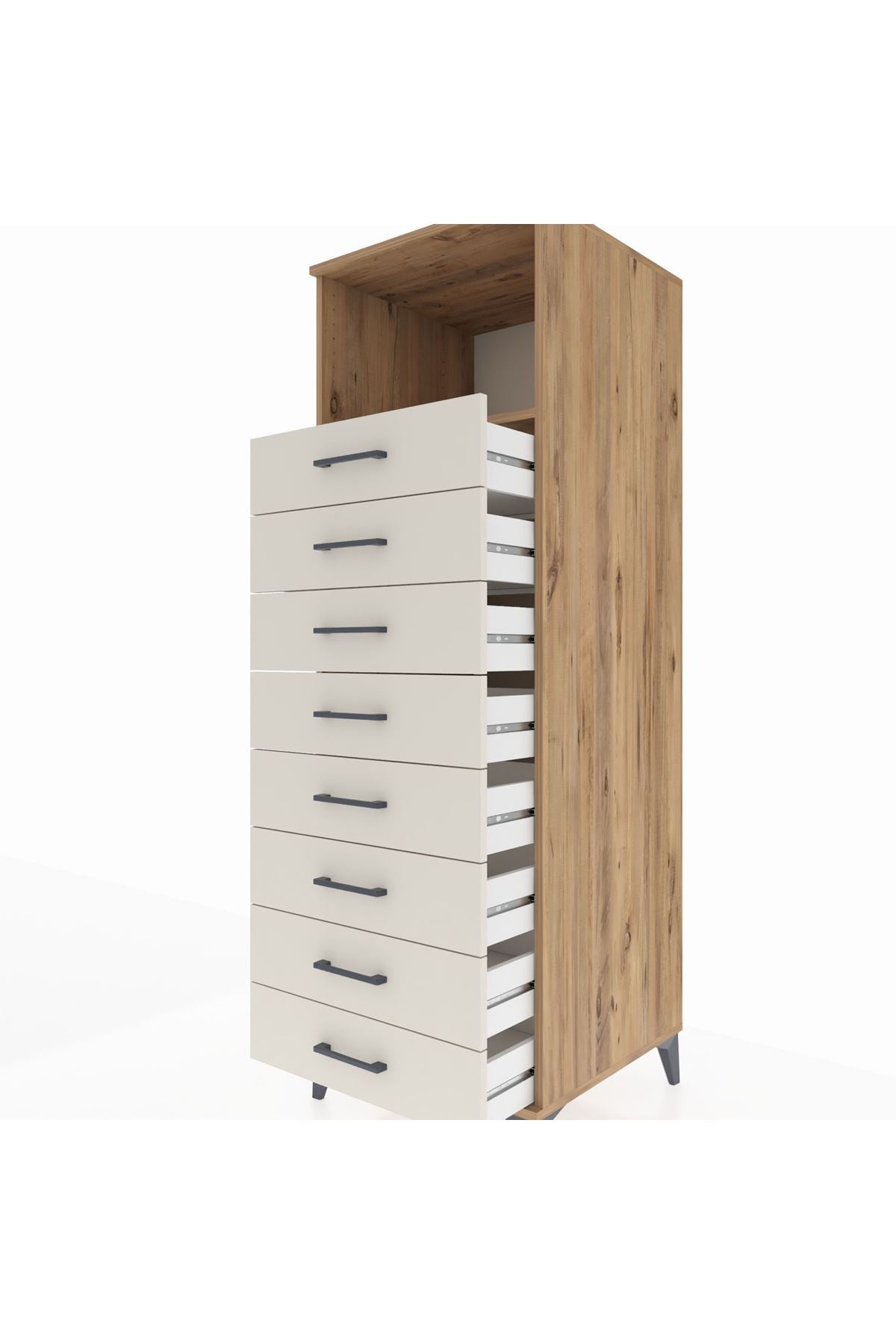 Kronos Dolap Tek Raflı 8 Çekmeceli 60x59x182 - S89M032V7C