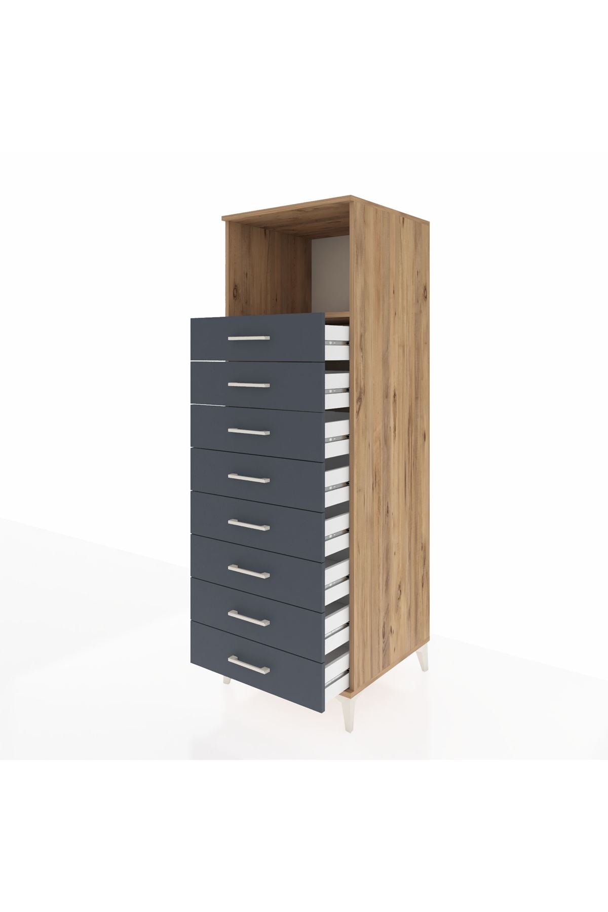 Kronos Dolap Tek Raflı 8 Çekmeceli 60x59x182 - S89M032V8C