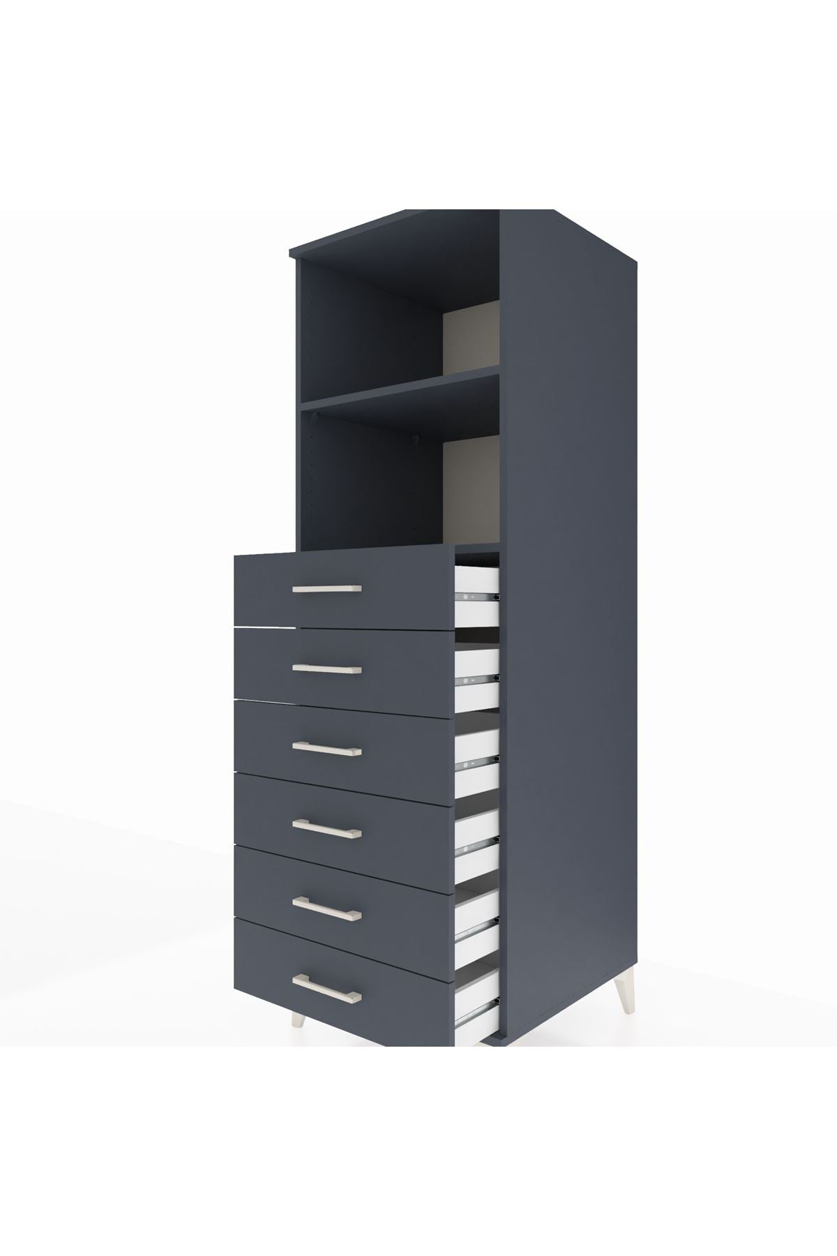 Kronos Dolap 2 Raflı 6 Çekmeceli 60x59x182 - S89M034V5C